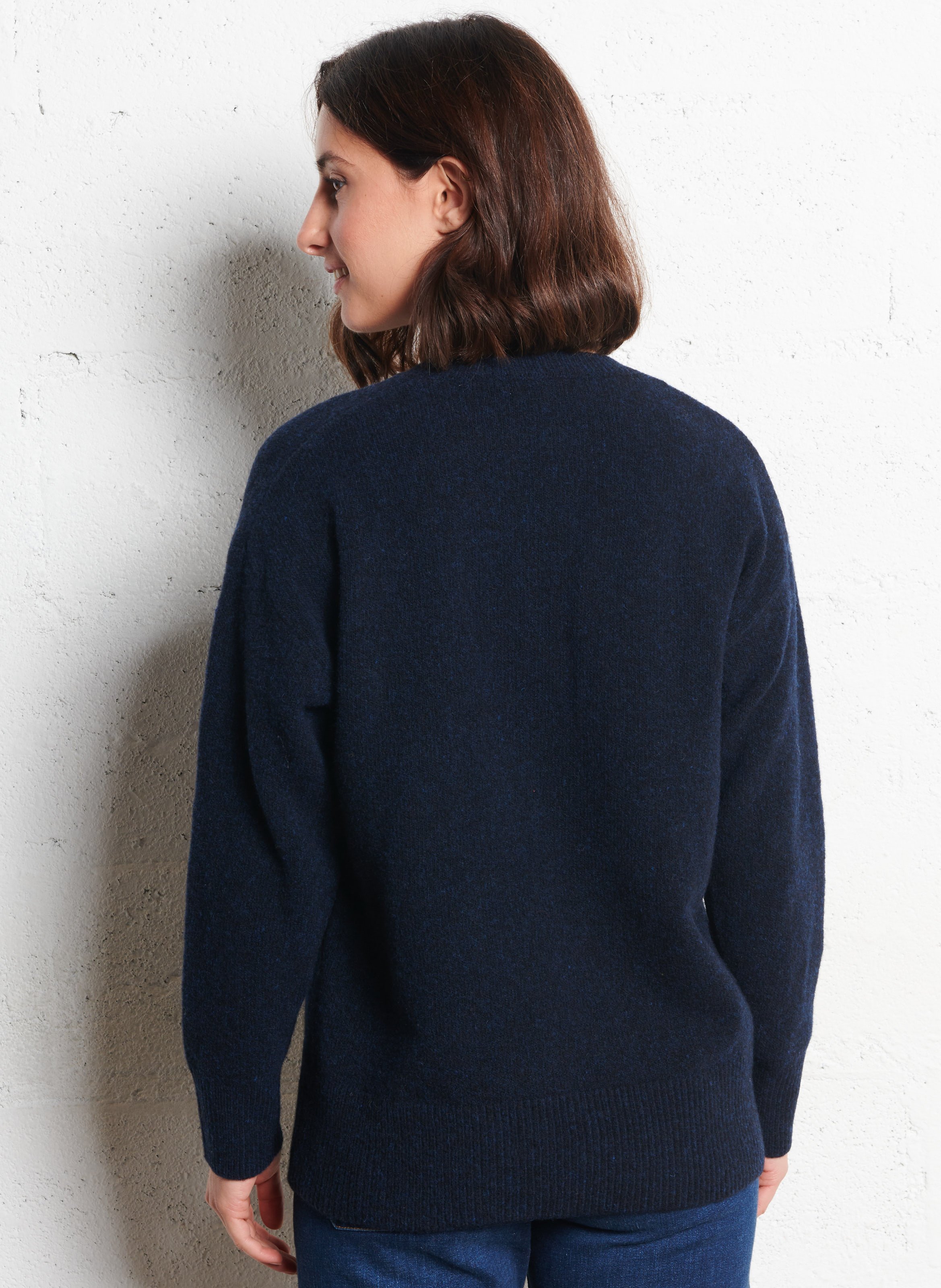 Pull ample boutonné en laine mélangée NICE THINGS Bleu