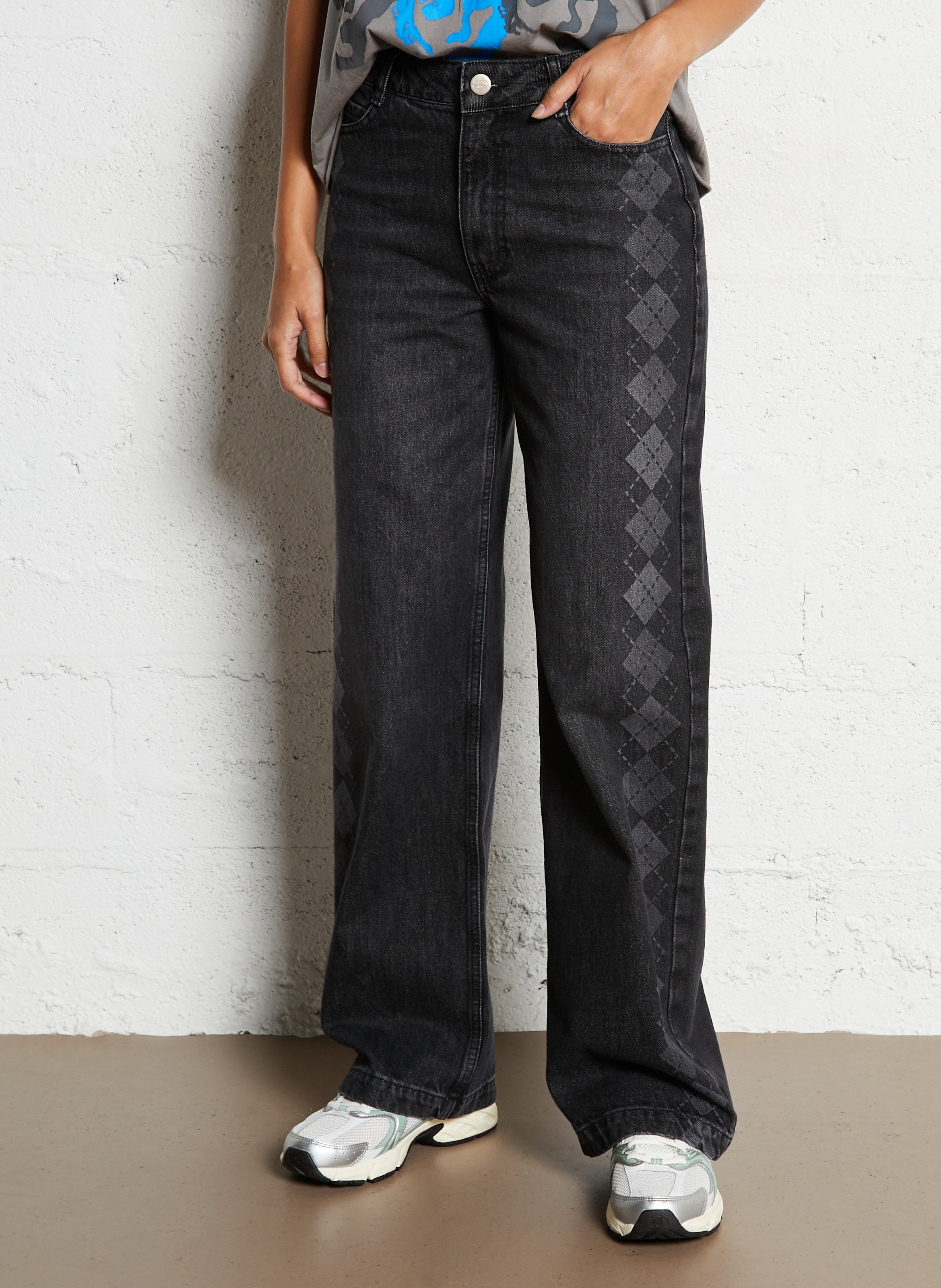 Jean droit taille haute à motifs DAMSON MADDER Gris