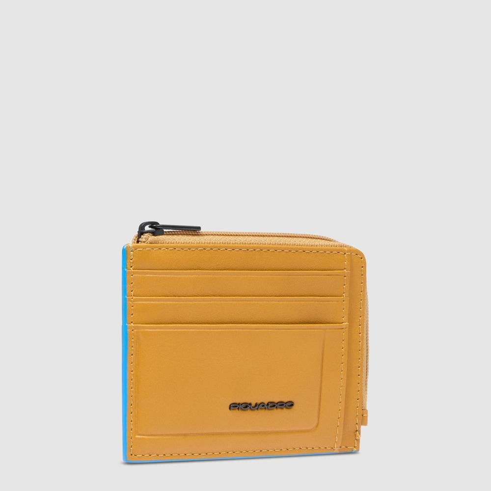 Zippered wallet with credit card slots, document holder, and RFID protection PIQUADRO Yellow