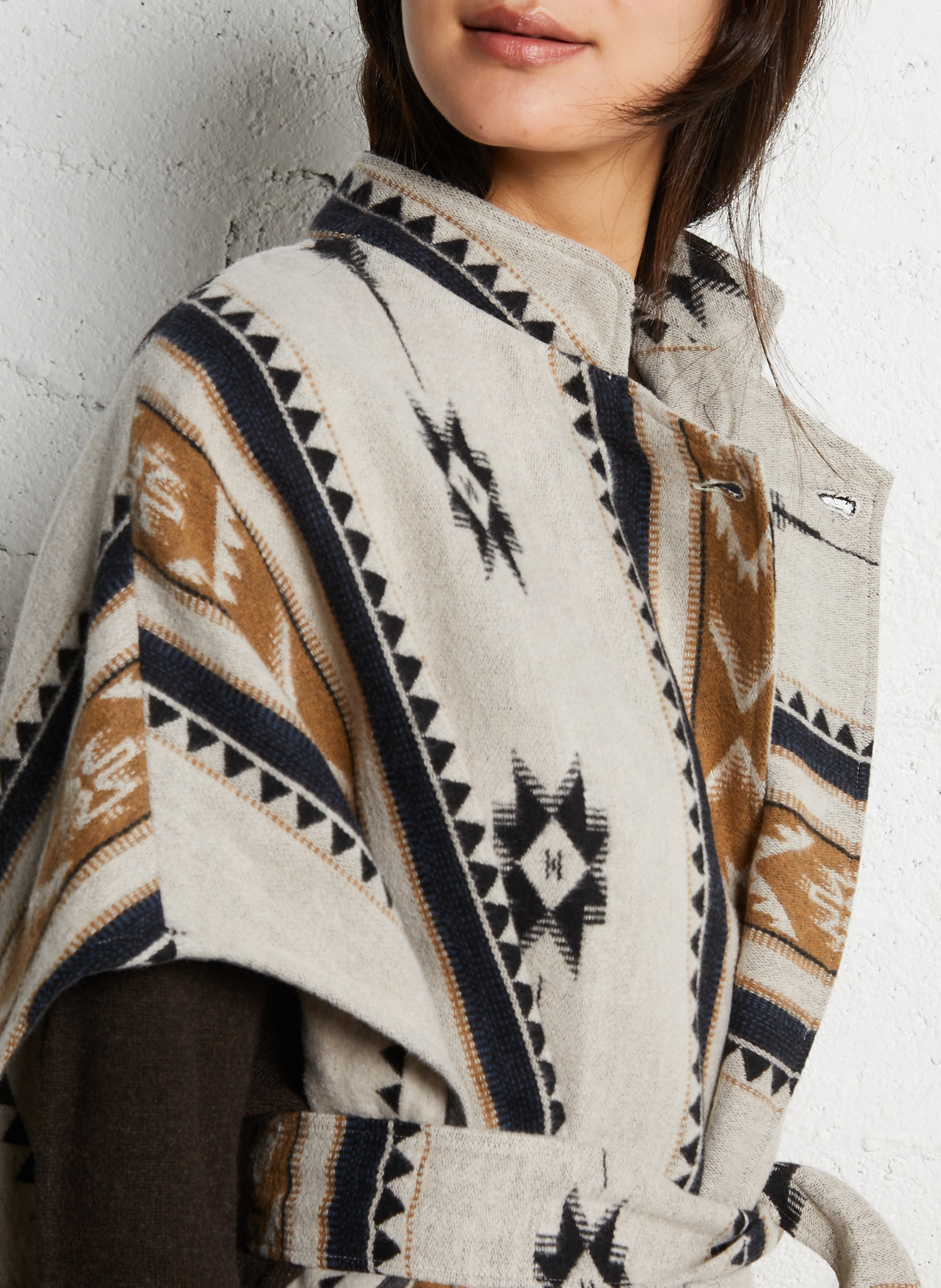 Aztec pattern poncho Blue