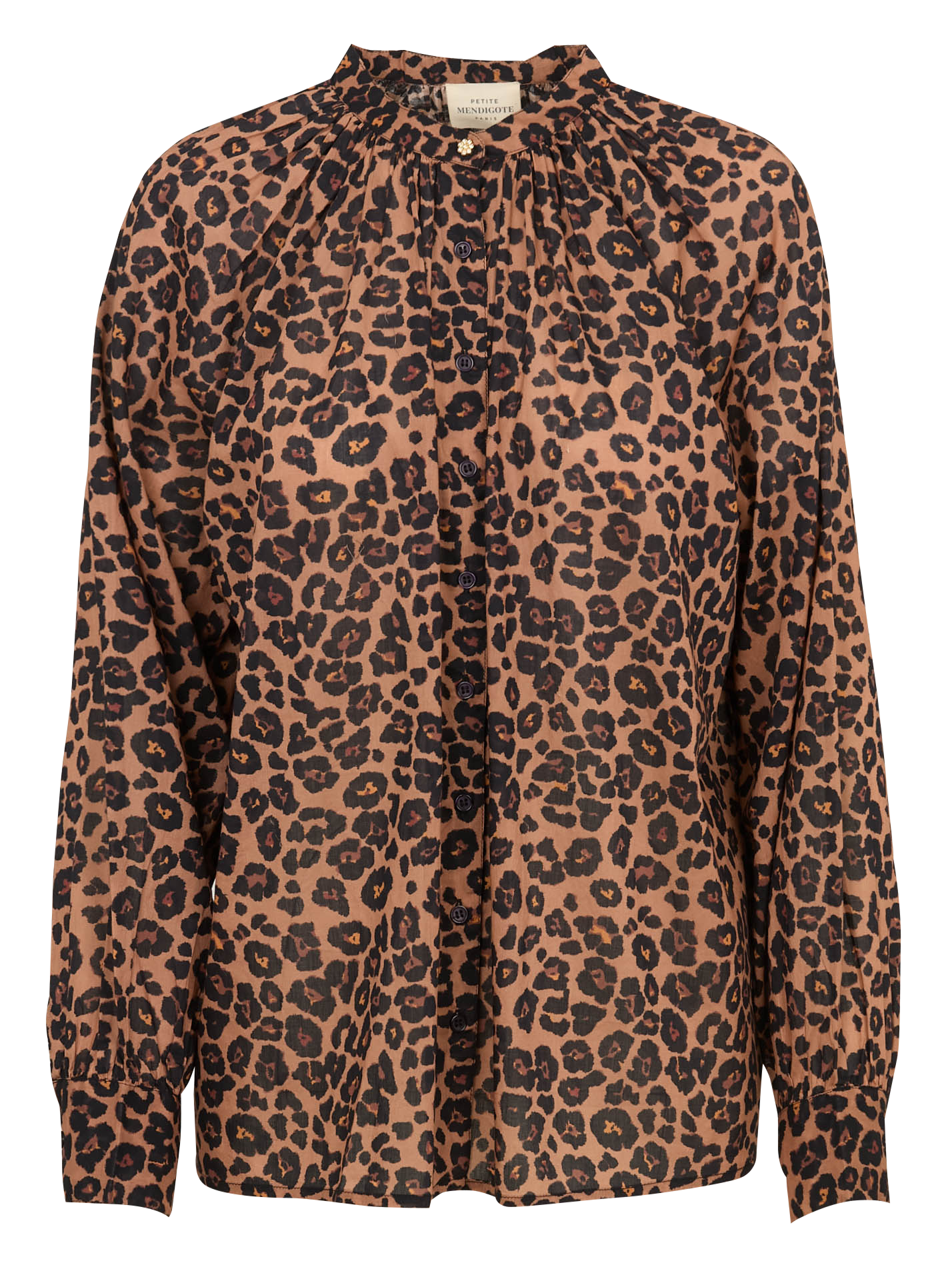 Checked shirt with mandarin collar PETITE MENDIGOTE Brown