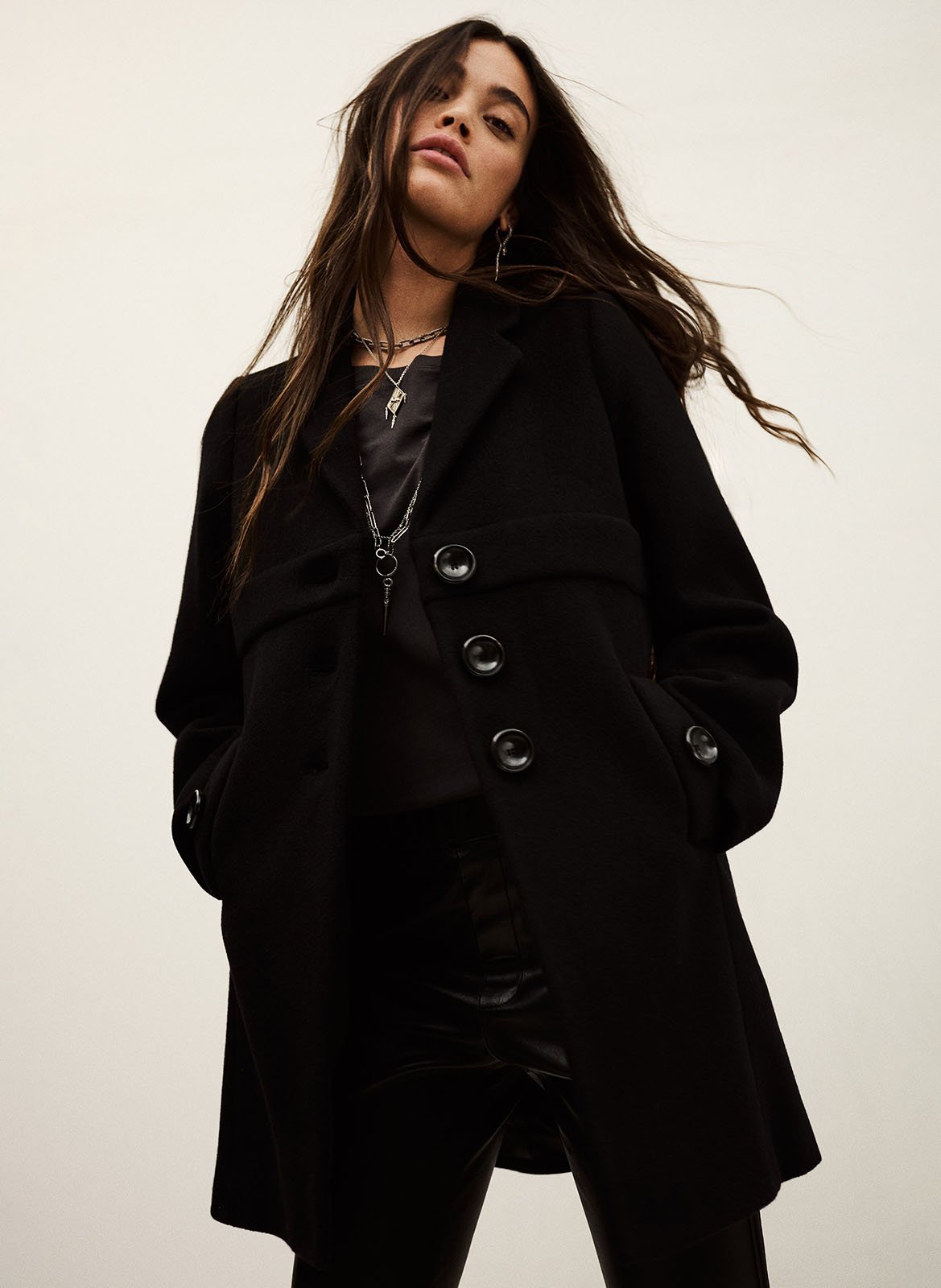 Oversized jas met reverskraag van gemengd wol BA&SH Zwart