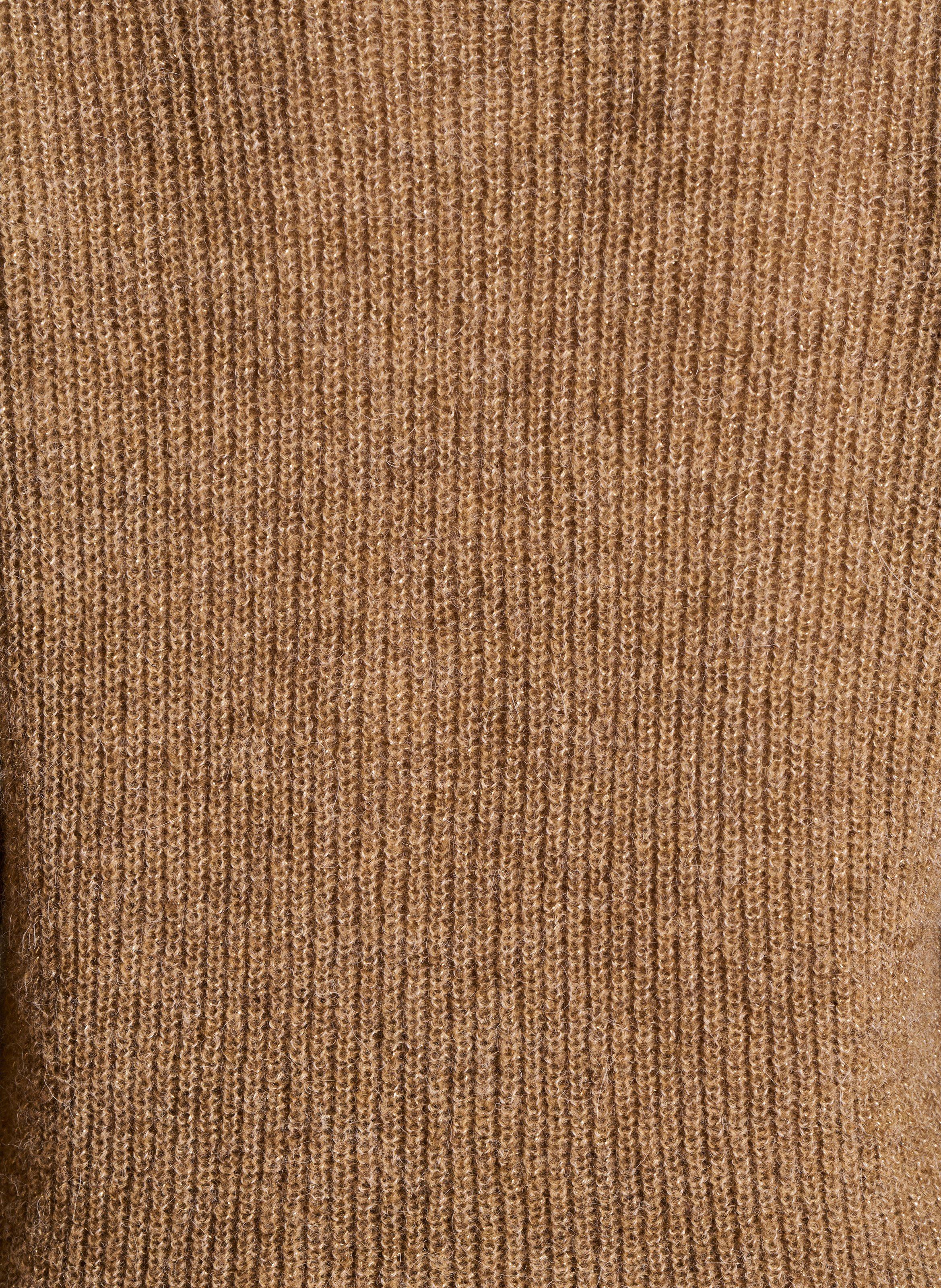 Pull droit col V en maille métallisée LA FEE MARABOUTEE Marron