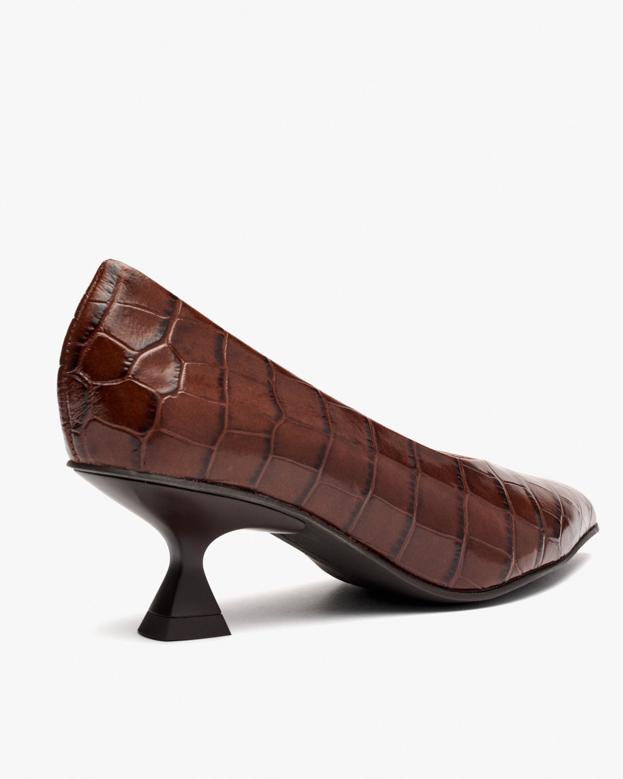 Crocodile-effect leather high heel pumps. PEDRO MIRALLES Brown
