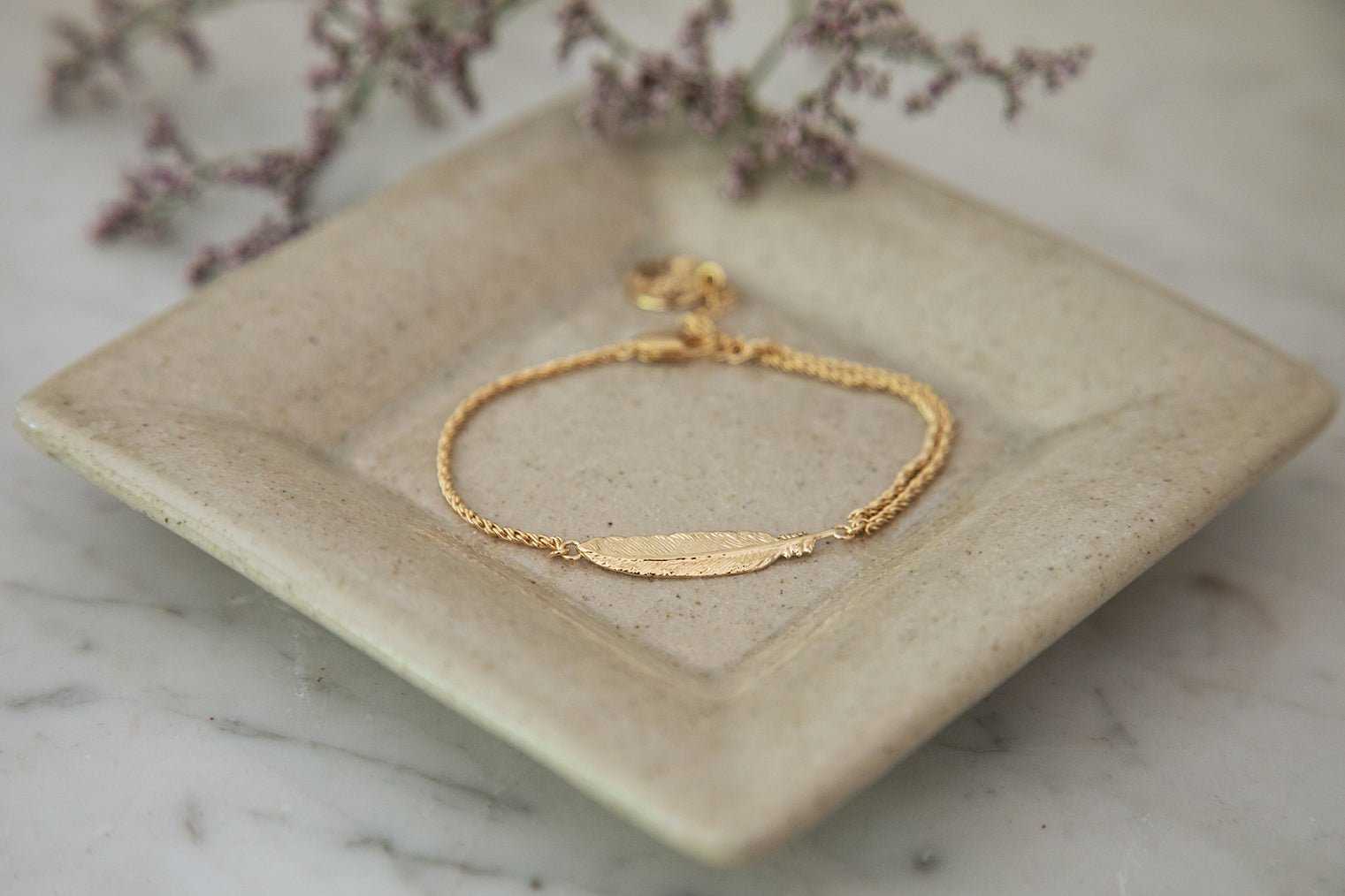 Silver plated feather bracelet MONSIEUR SIMONE Golden