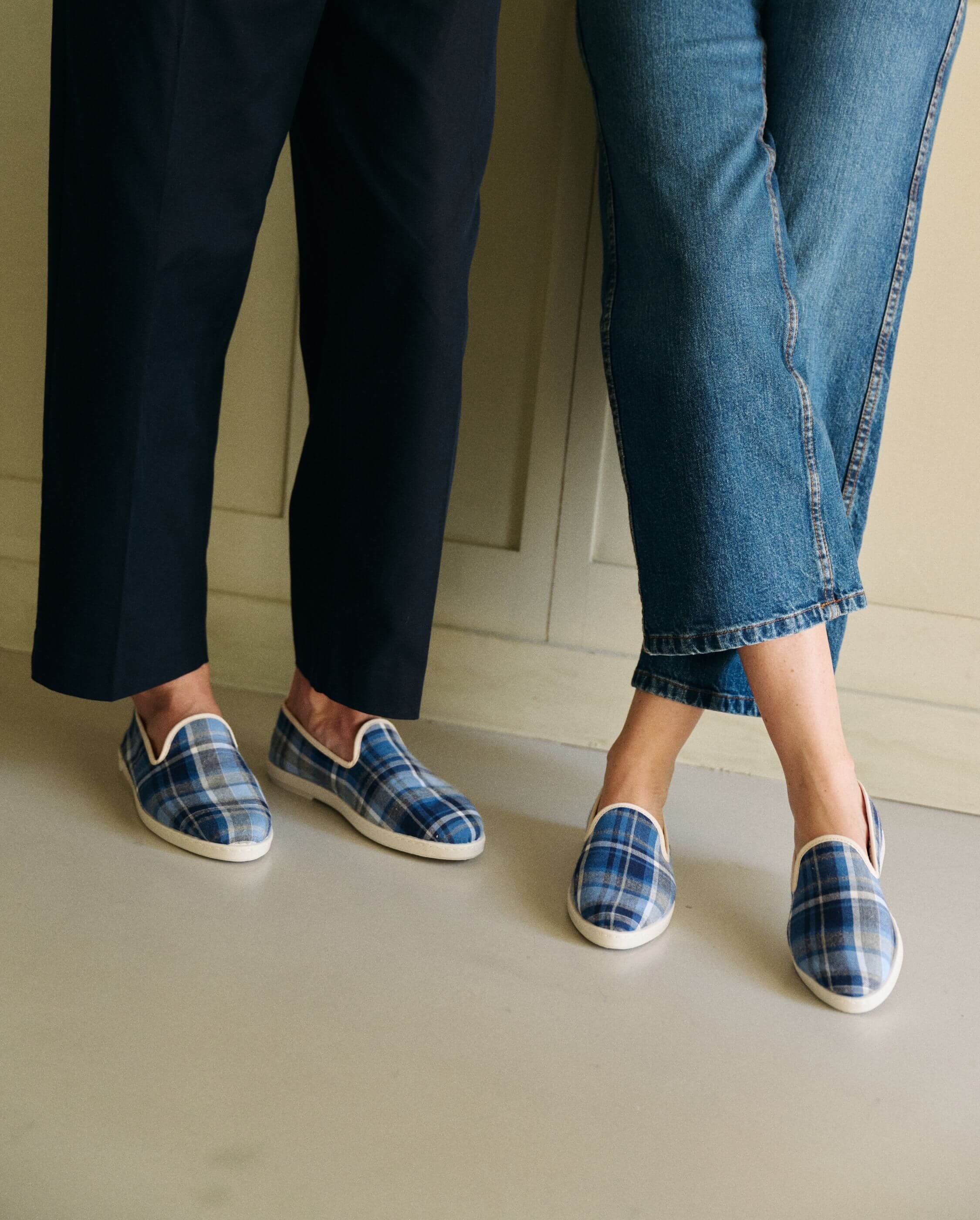 Women's organic cotton slipper, blue tartan ANGARDE Blue