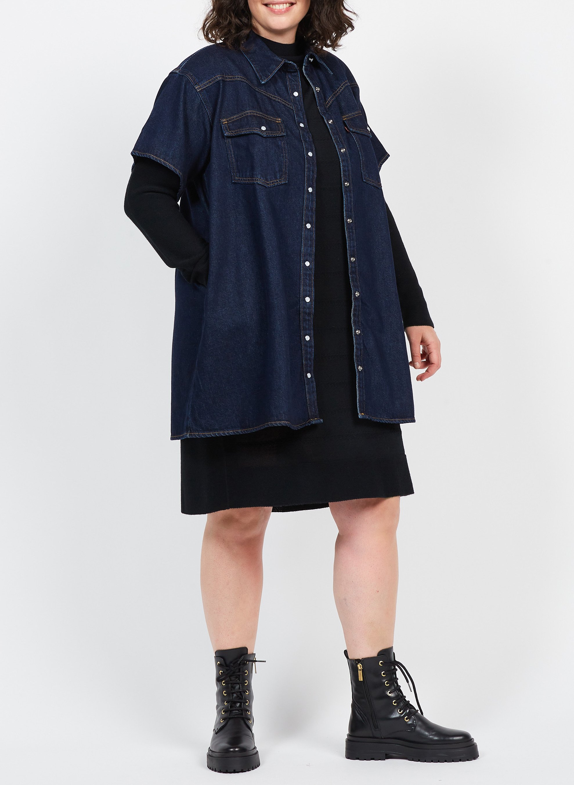 Straight cotton denim shirt dress LEVI&#039;S Raw denim