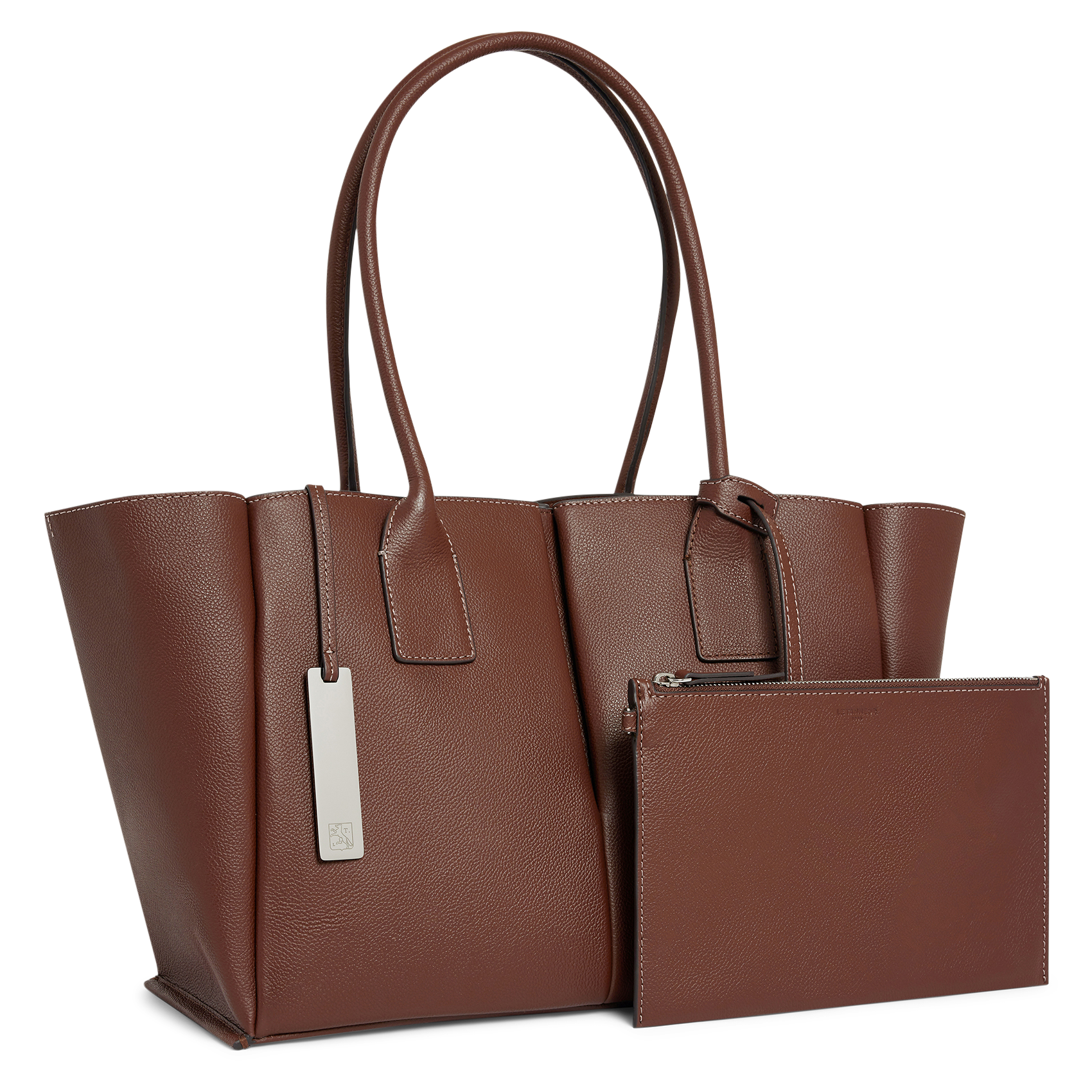 Leather tote bag LE TANNEUR Brown