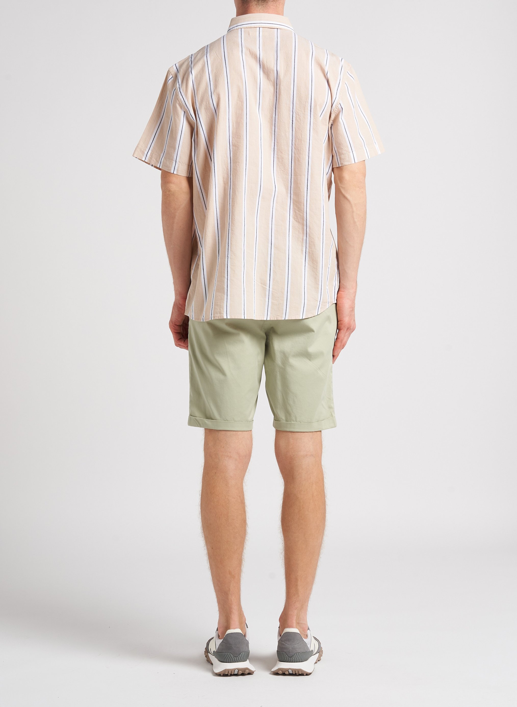 Regular-fit striped cotton shirt with button-down collar bio KNOWLEDGE COTTON APPAREL Beige