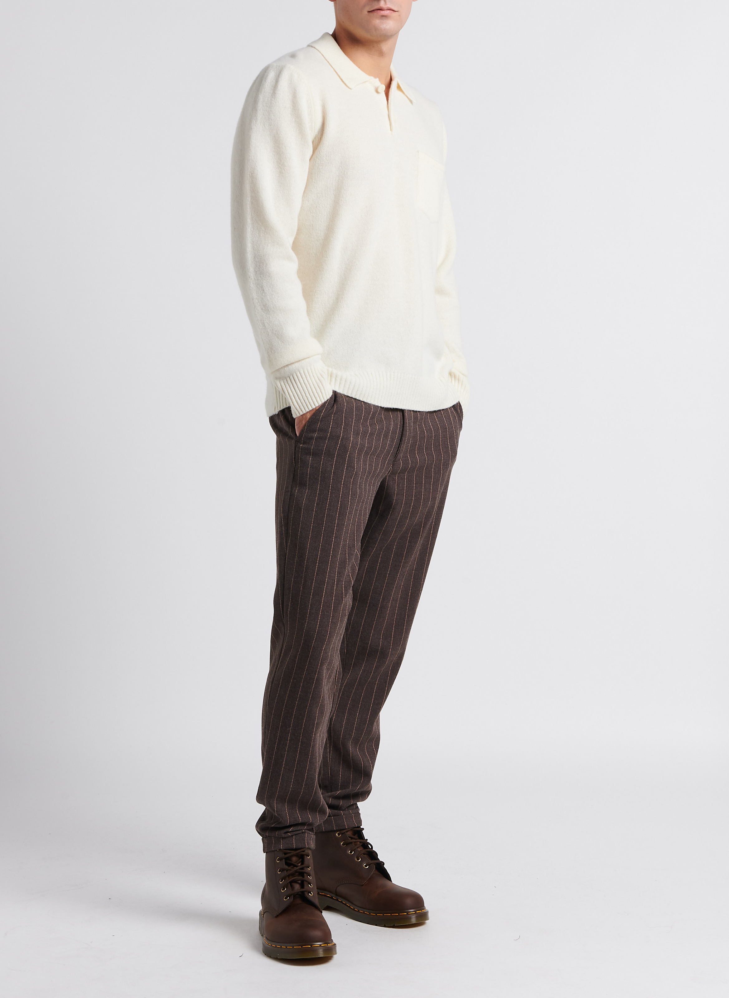 Rechte, gestreepte broek LES DEUX Bruin