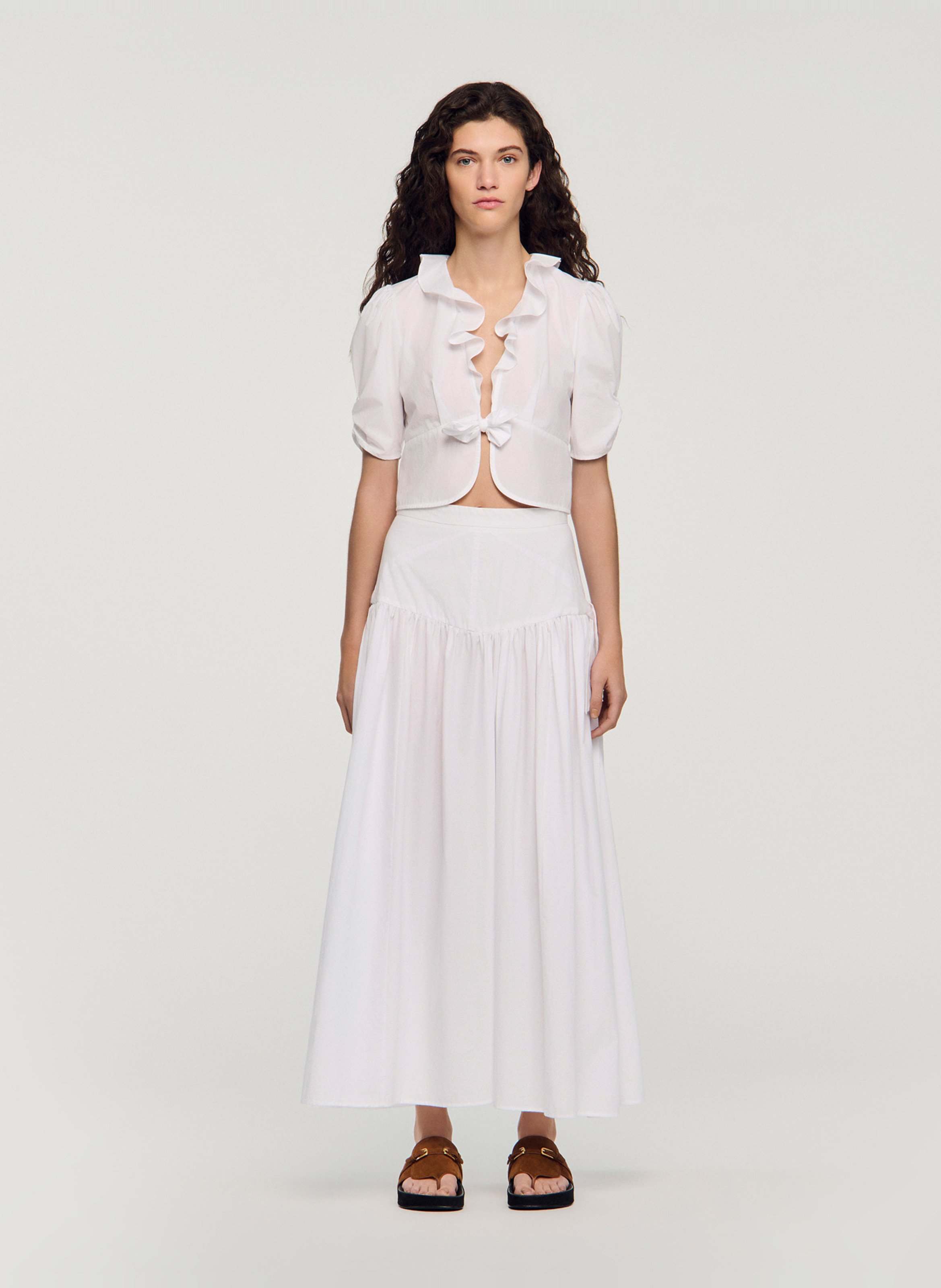 Rechte katoenen top SANDRO Wit