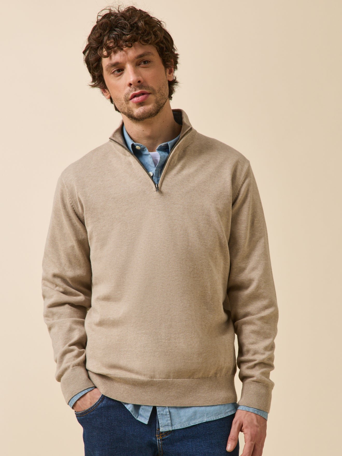 Pull col montant  coton biologique et cachemire CYRILLUS