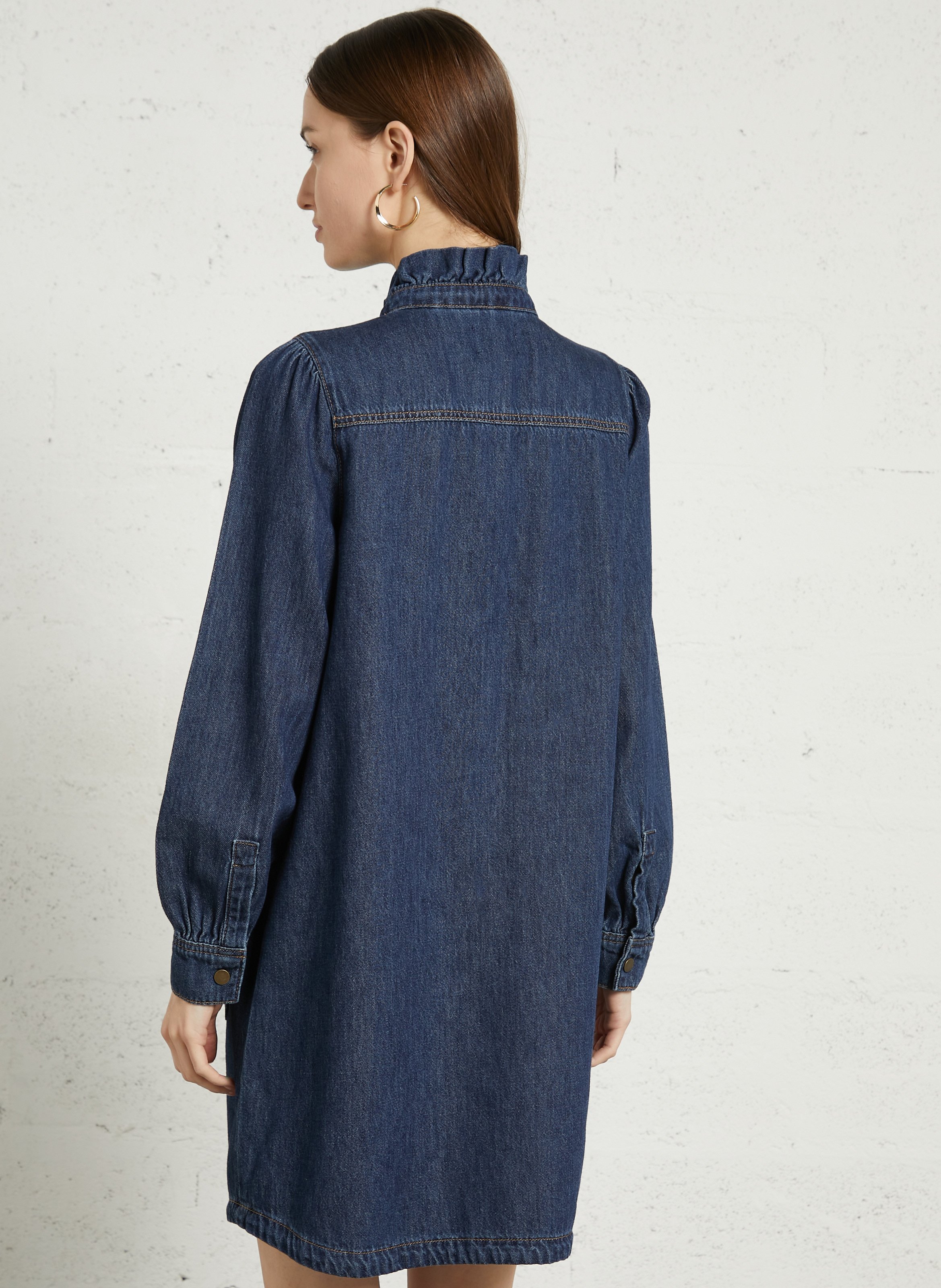 Robe courte col rond en coton MAISON 123 Bleu
