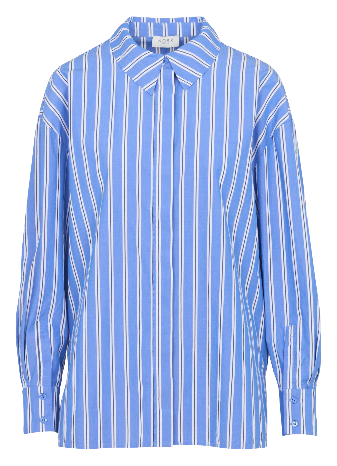 Chemise oversize col classique en coton rayé NORR Bleu