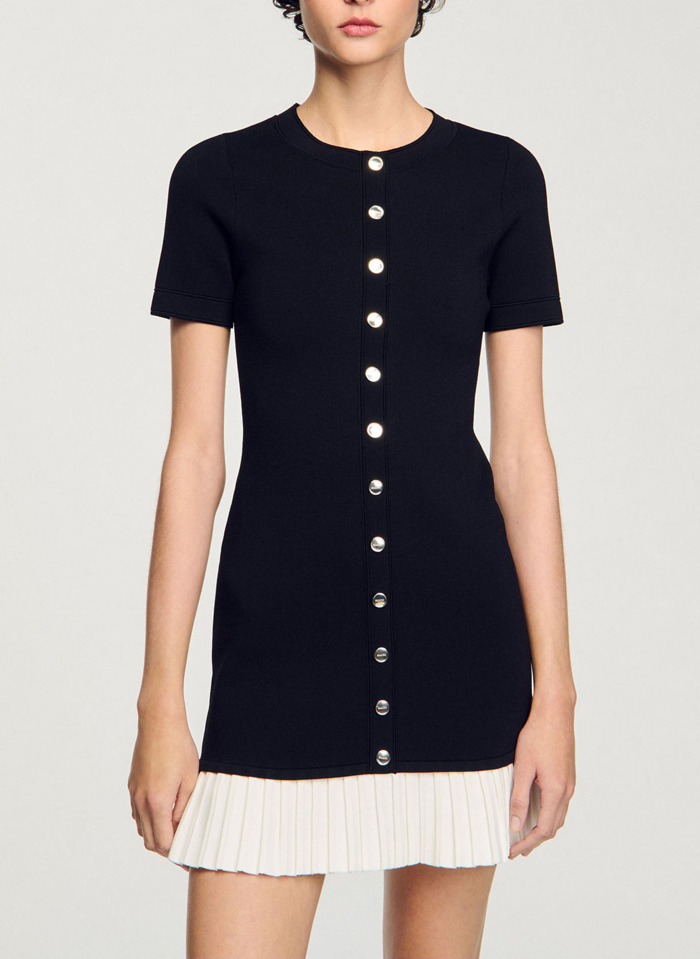 Short knit dress with ruffle SANDRO Black