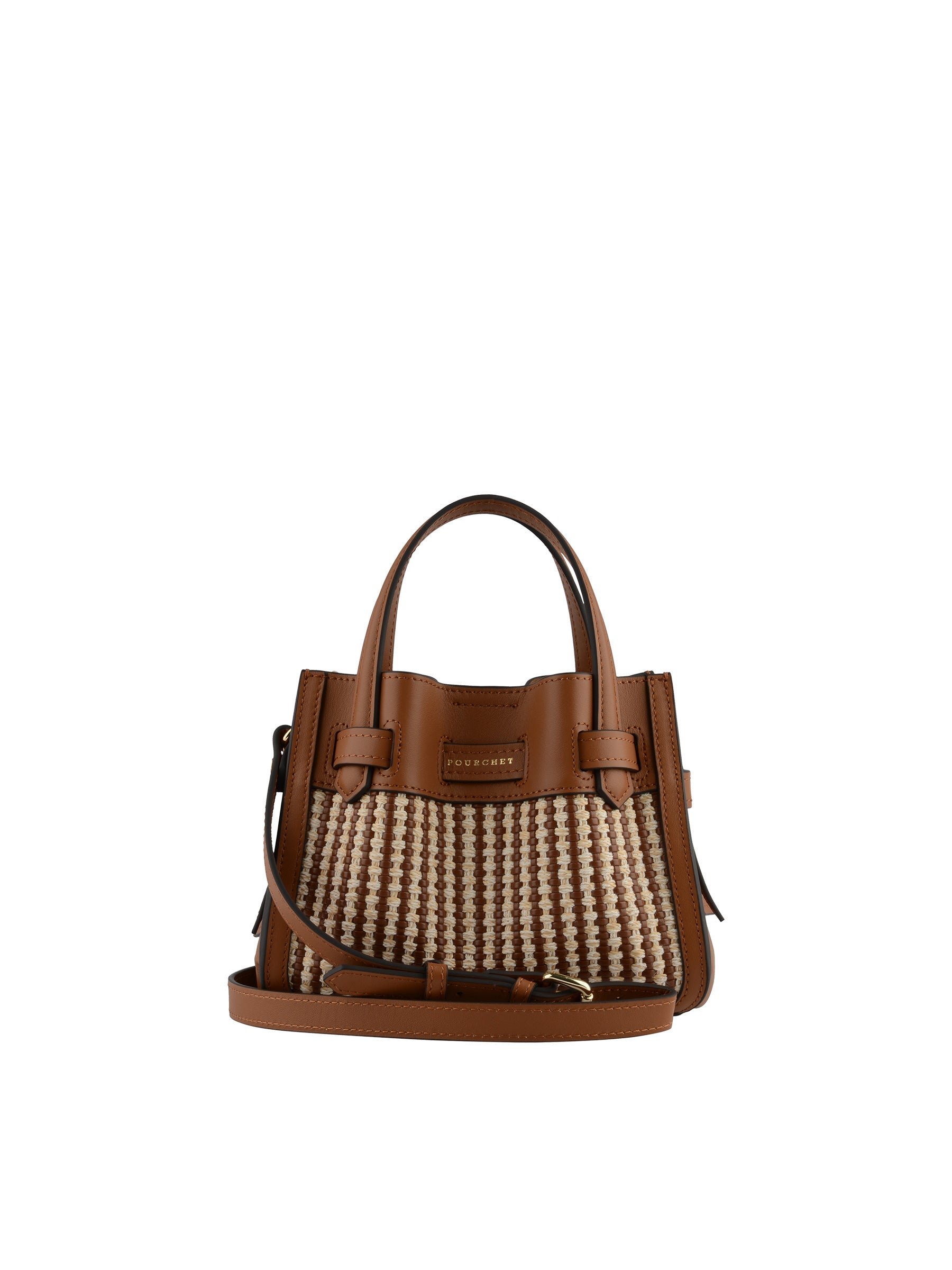 Calfskin leather handbag POURCHET Golden