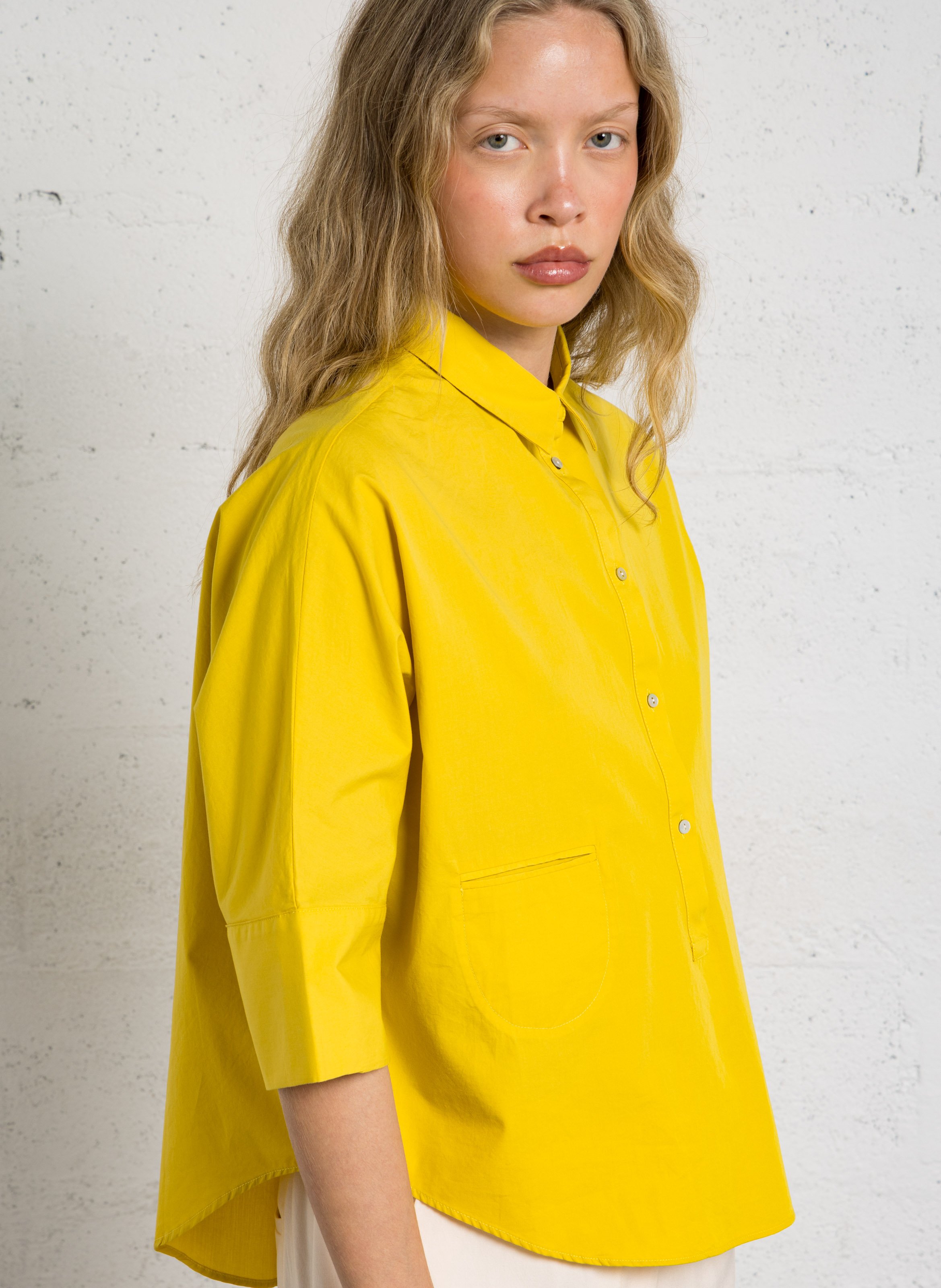 Baumwollbluse mit klassischem Kragen BELLA JONES Gelb