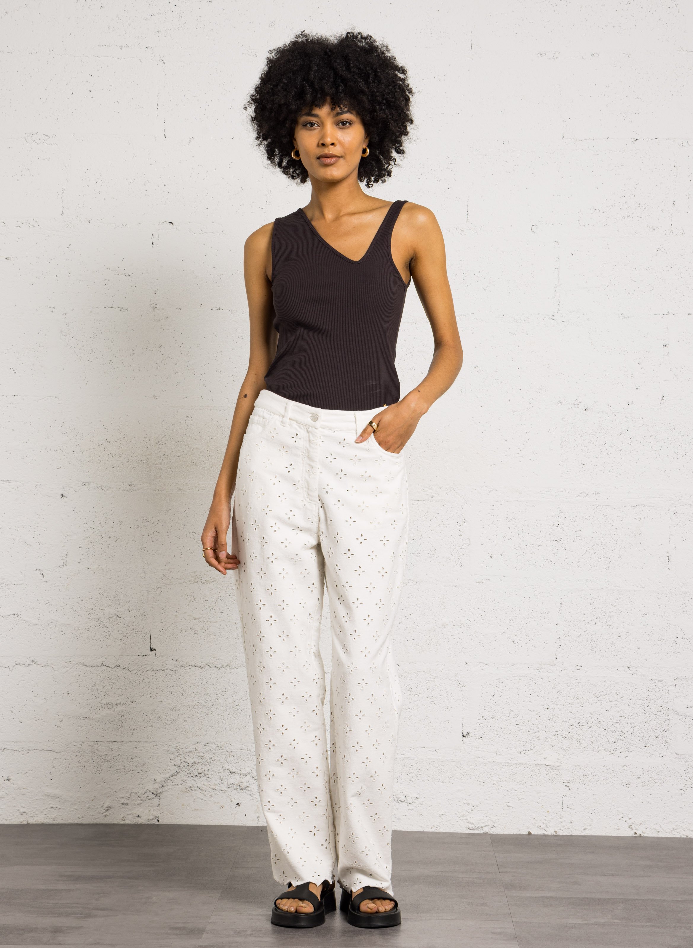 Débardeur asymétrique moulant  DES PETITS HAUTS Marron