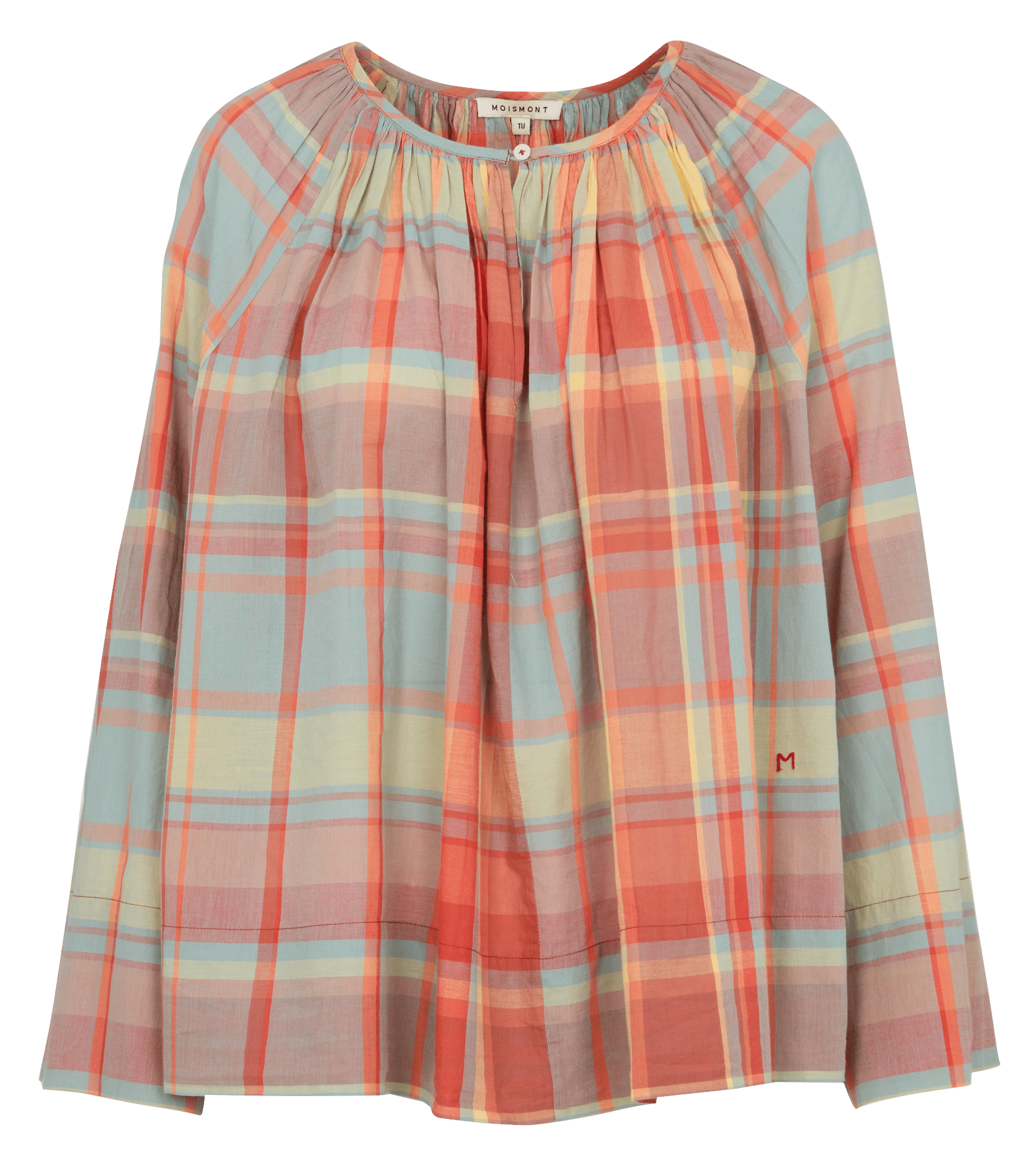 Blouse à carreaux col rond MOISMONT Orange