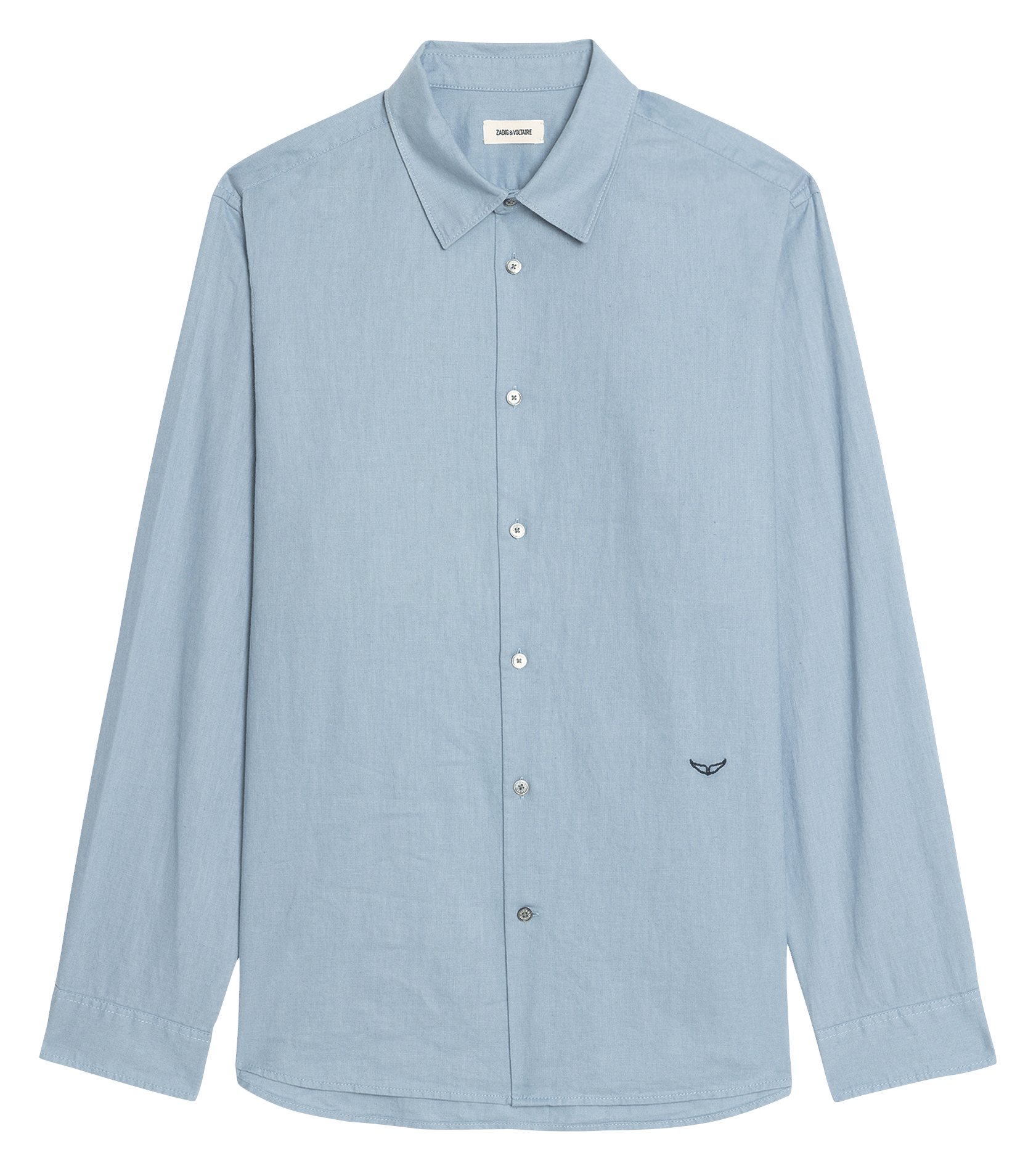 Straight button-up shirt in blended linen ZADIG&VOLTAIRE Blue