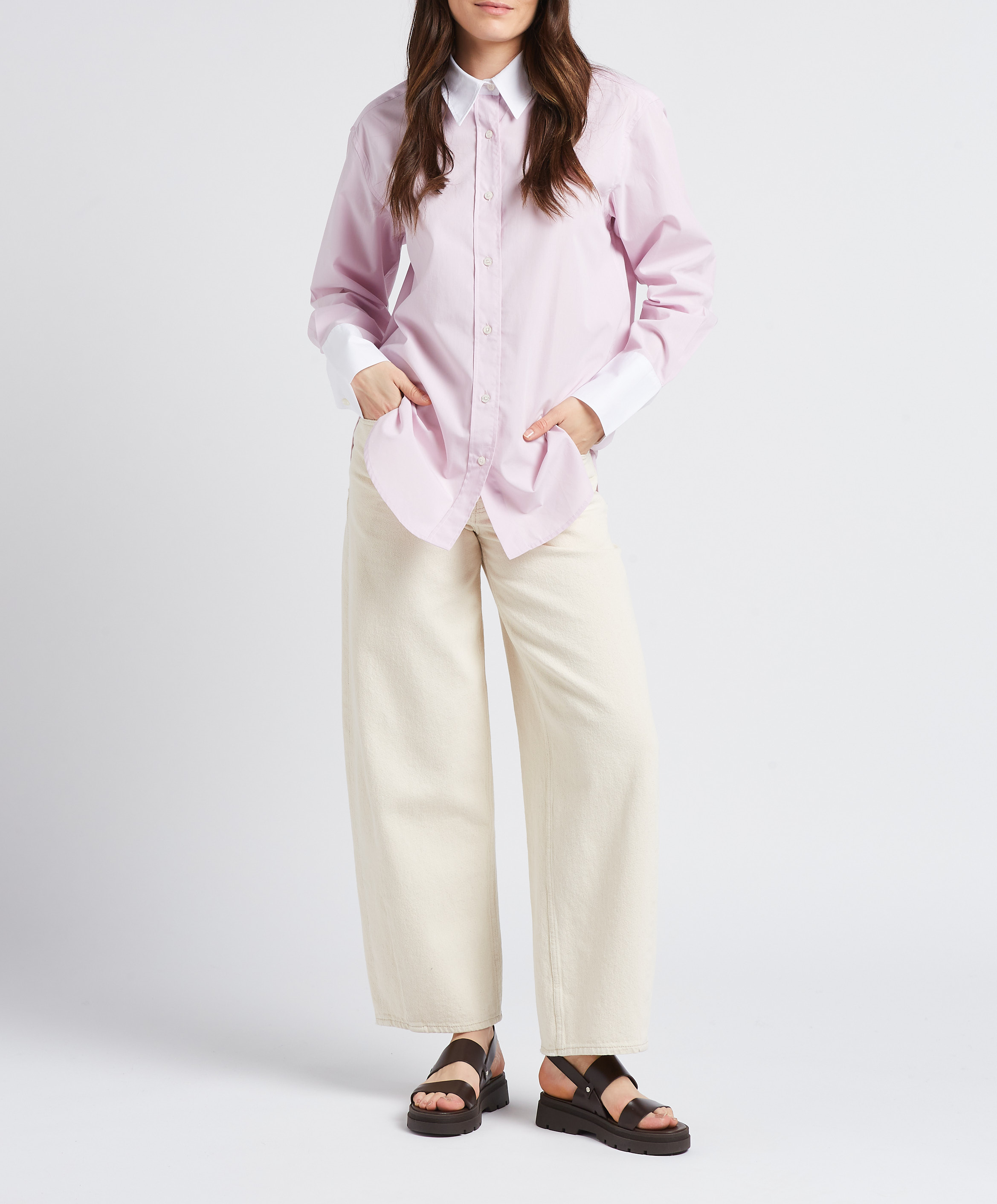 Organic cotton shirt with classic collar SAMSOE SAMSOE Purple