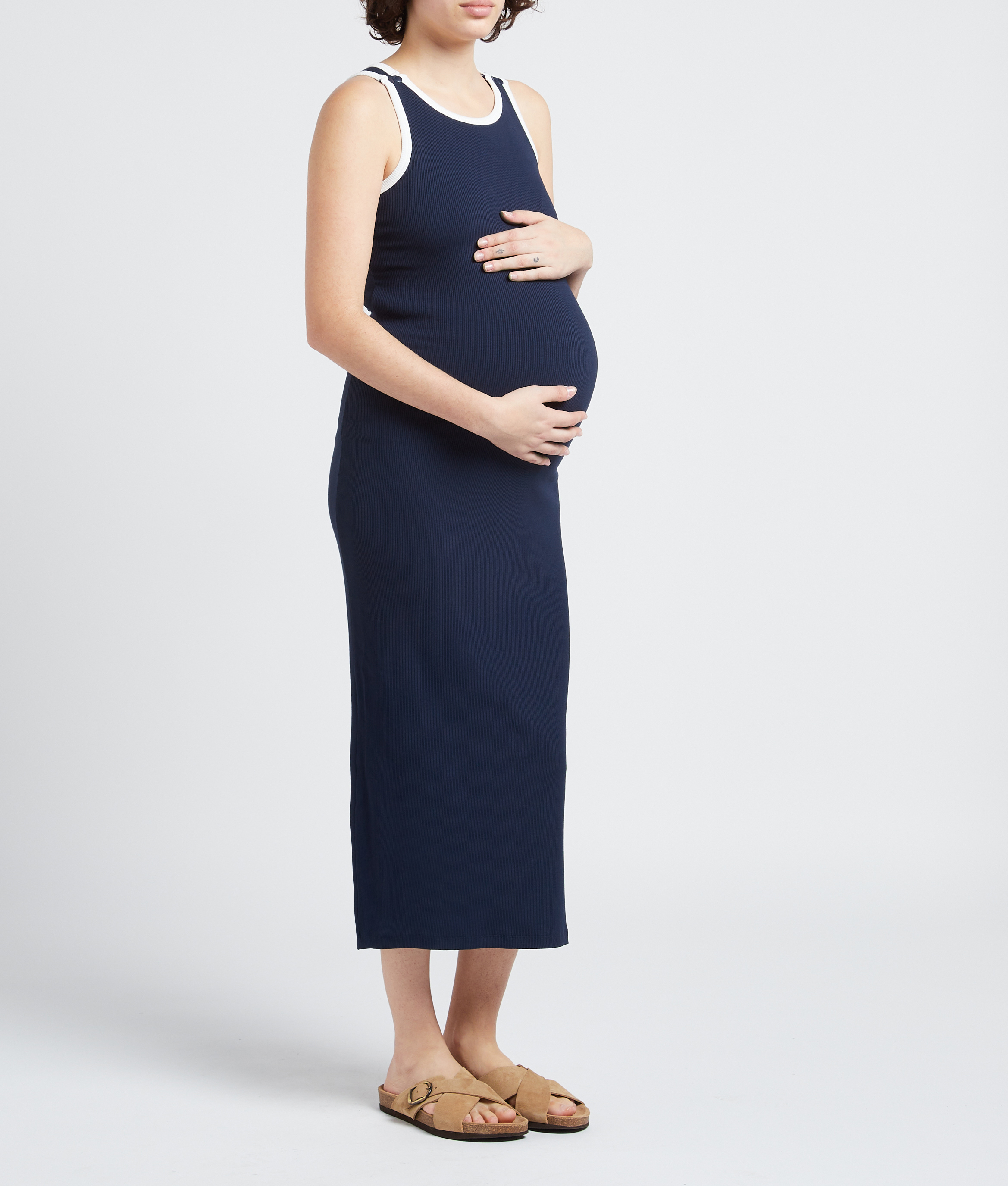 Fitted midi dress with round neckline SERAPHINE Blue