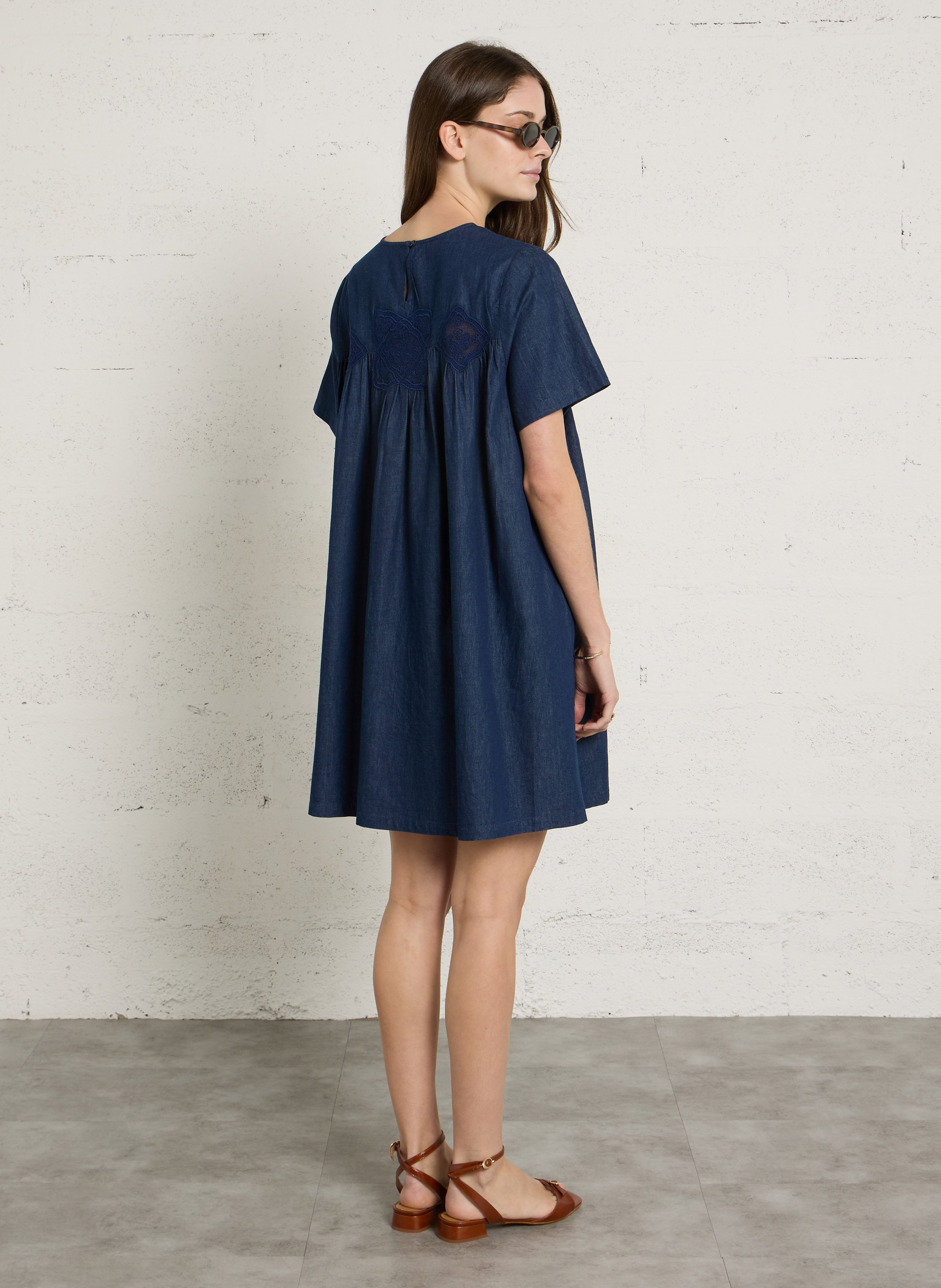 Robe courte ample en coton SUD EXPRESS Noir