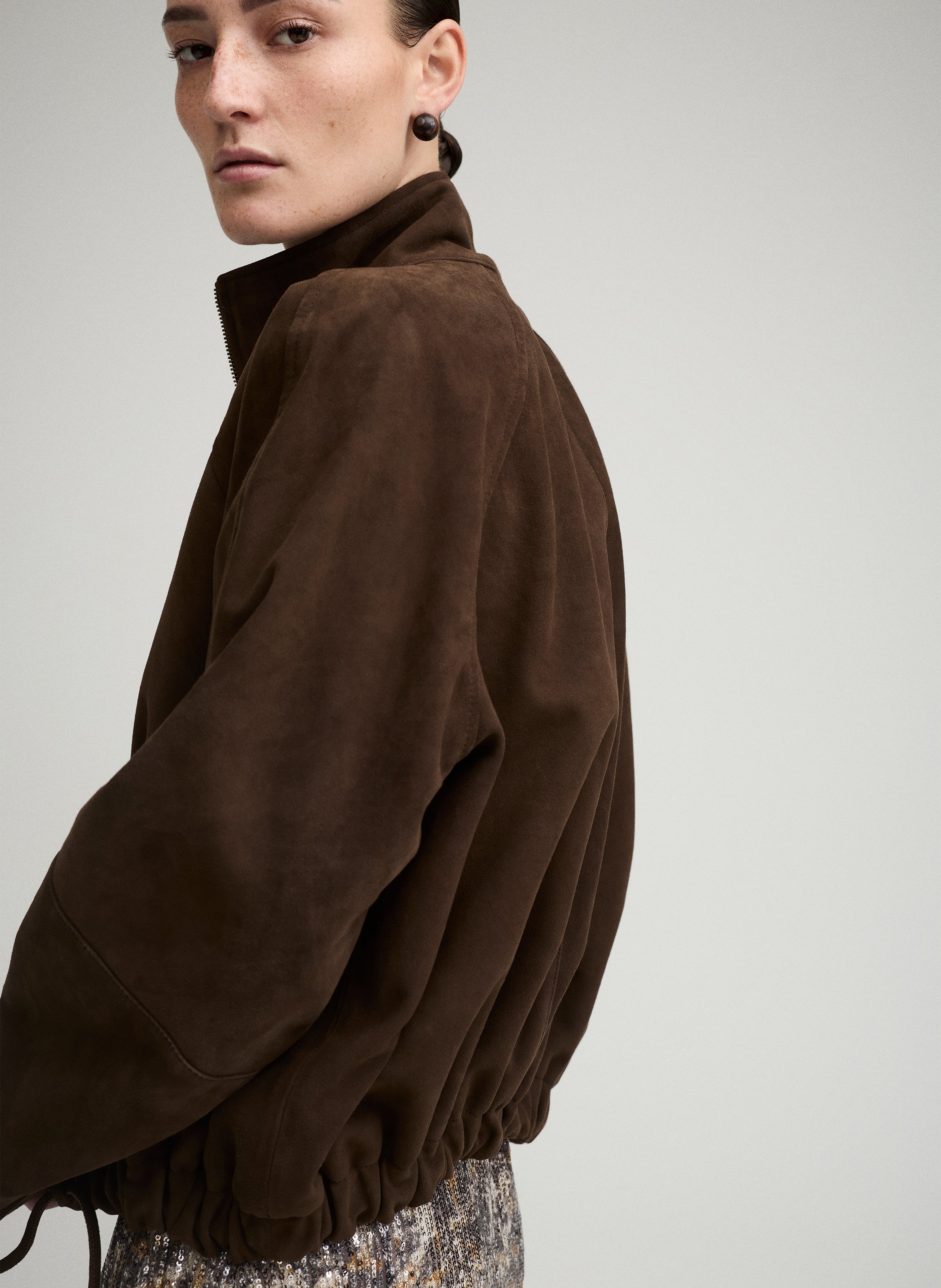 Veste oversize en cuir ROUGE EDIT Marron