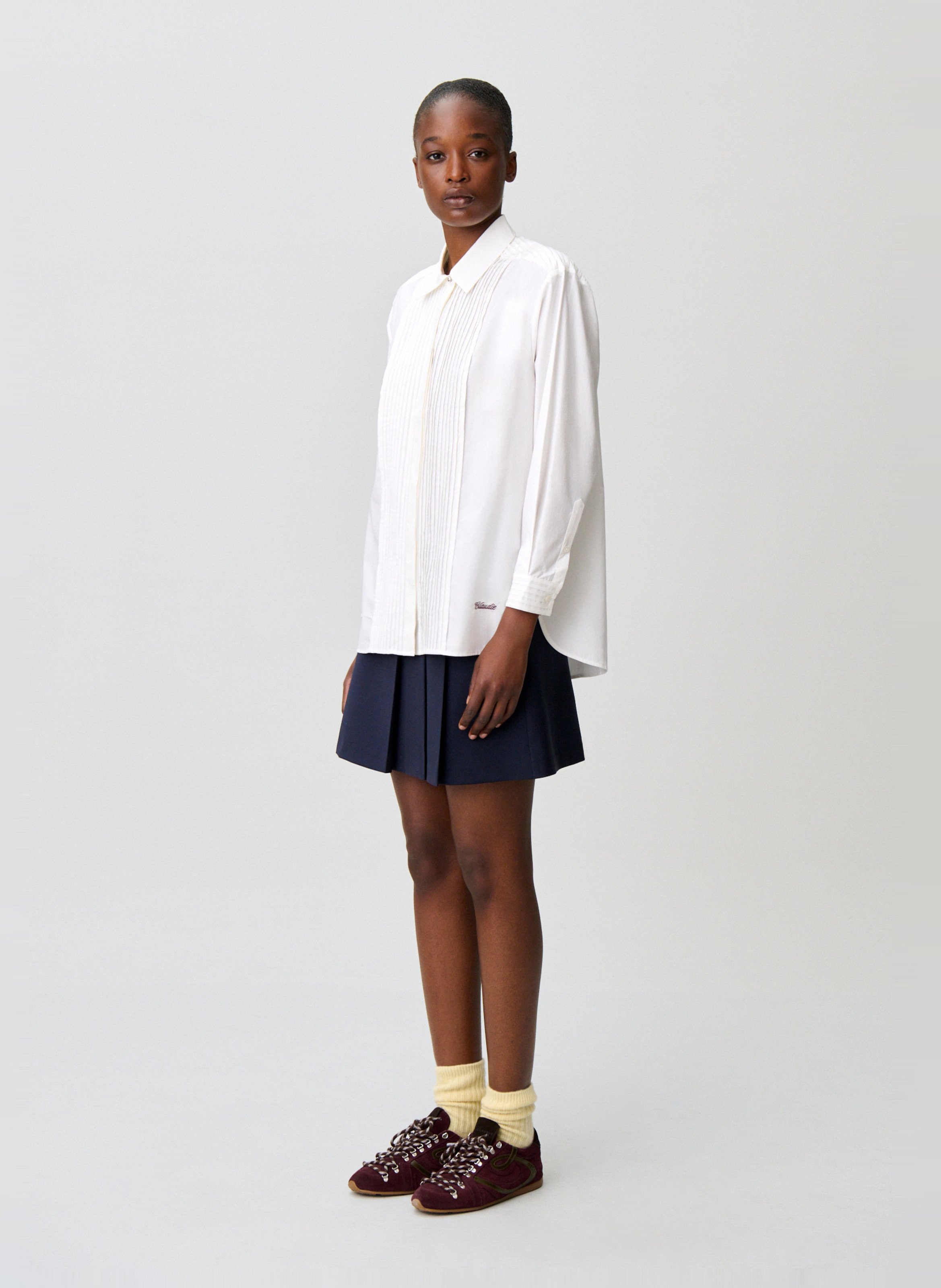 Chemise ample plissée unie CLAUDIE PIERLOT Beige