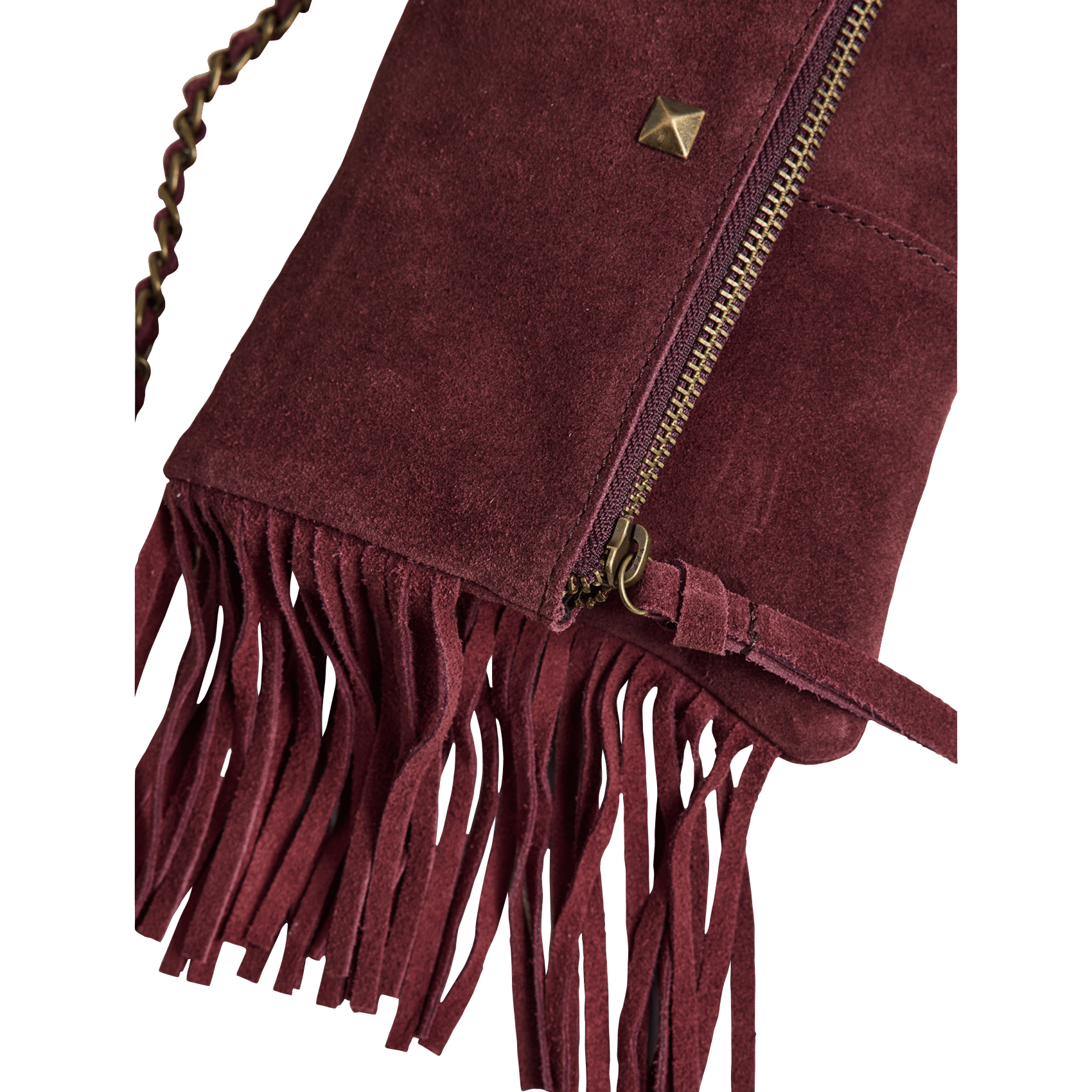Leather shoulder bag PIECES Plums