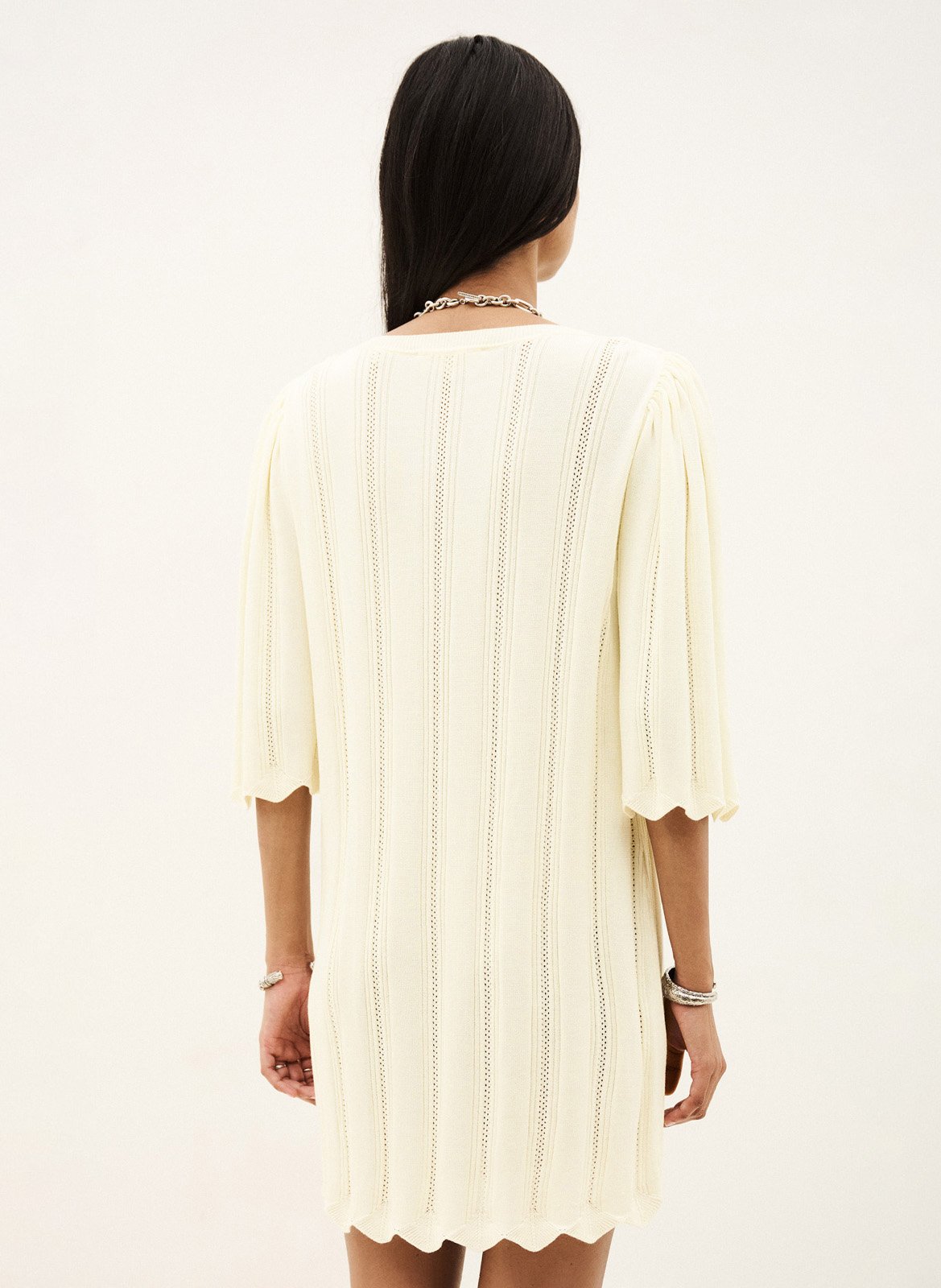 Korte jurk met 3/4-mouwen van gebreide stof BA&SH Beige