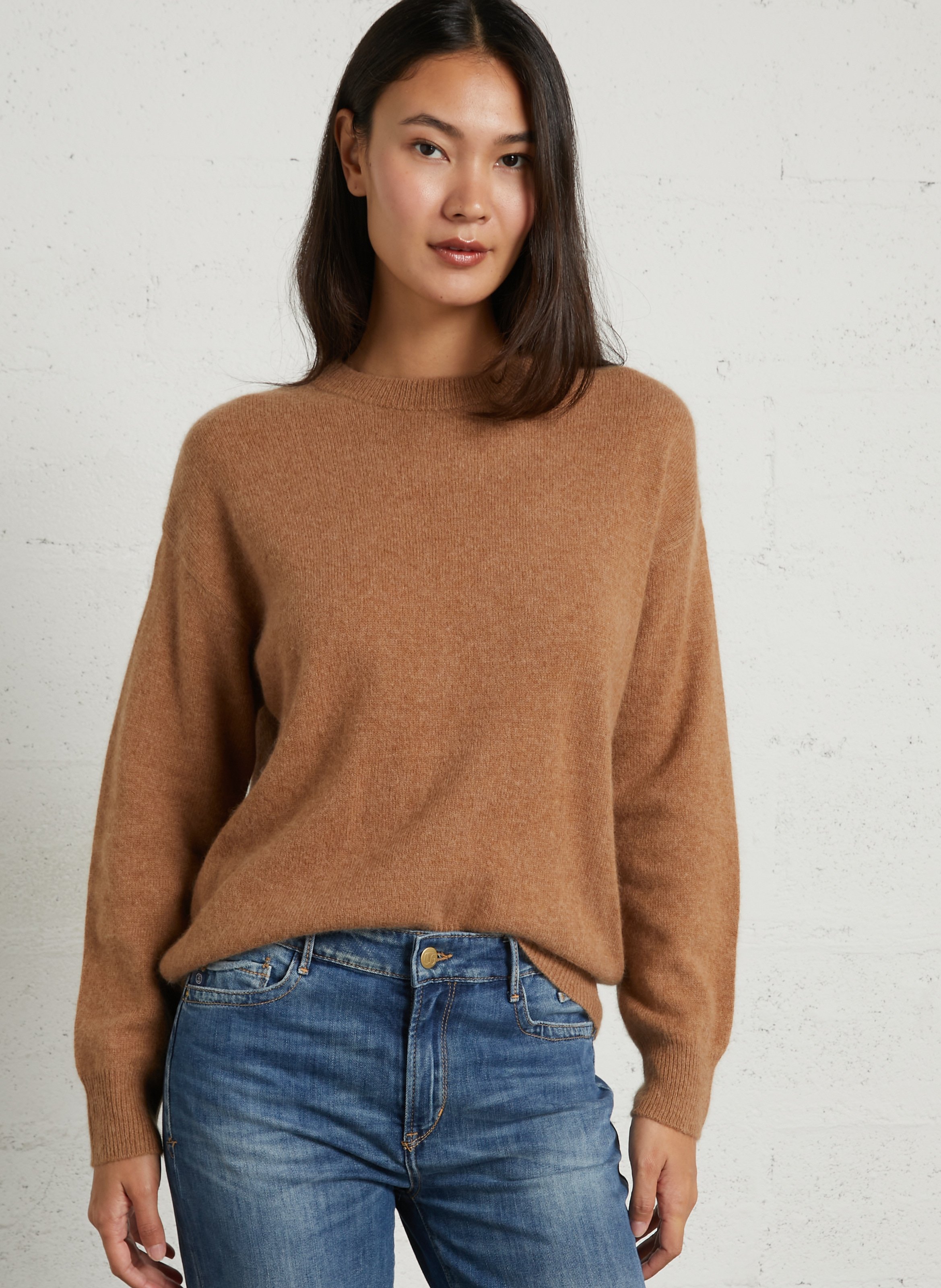 Straight-fit trui van wolmix met ronde hals MAJESTIC FILATURES