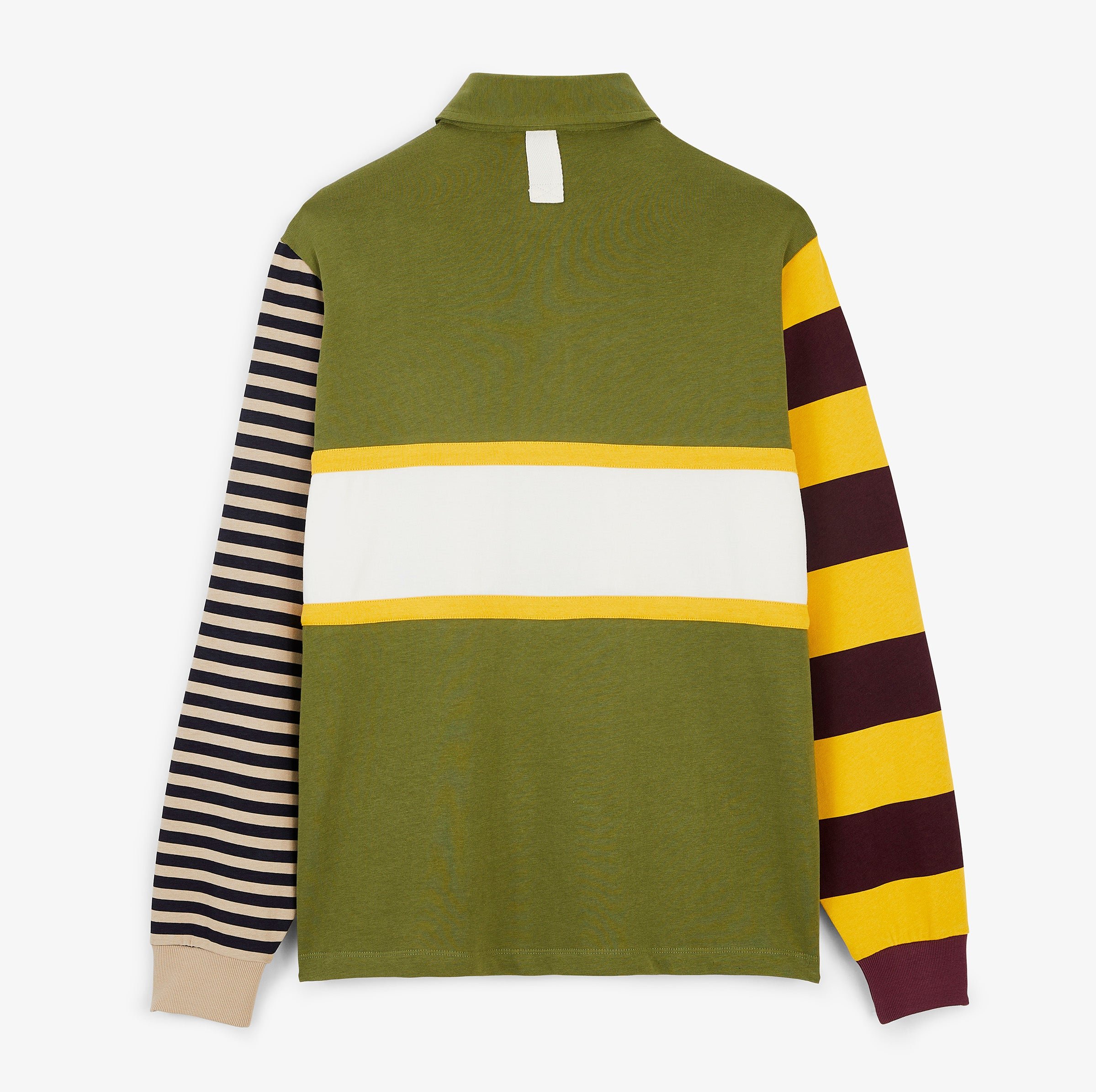 Unisex long-sleeved rugby polo shirt in thyme green stripes SERGE BLANCO Green