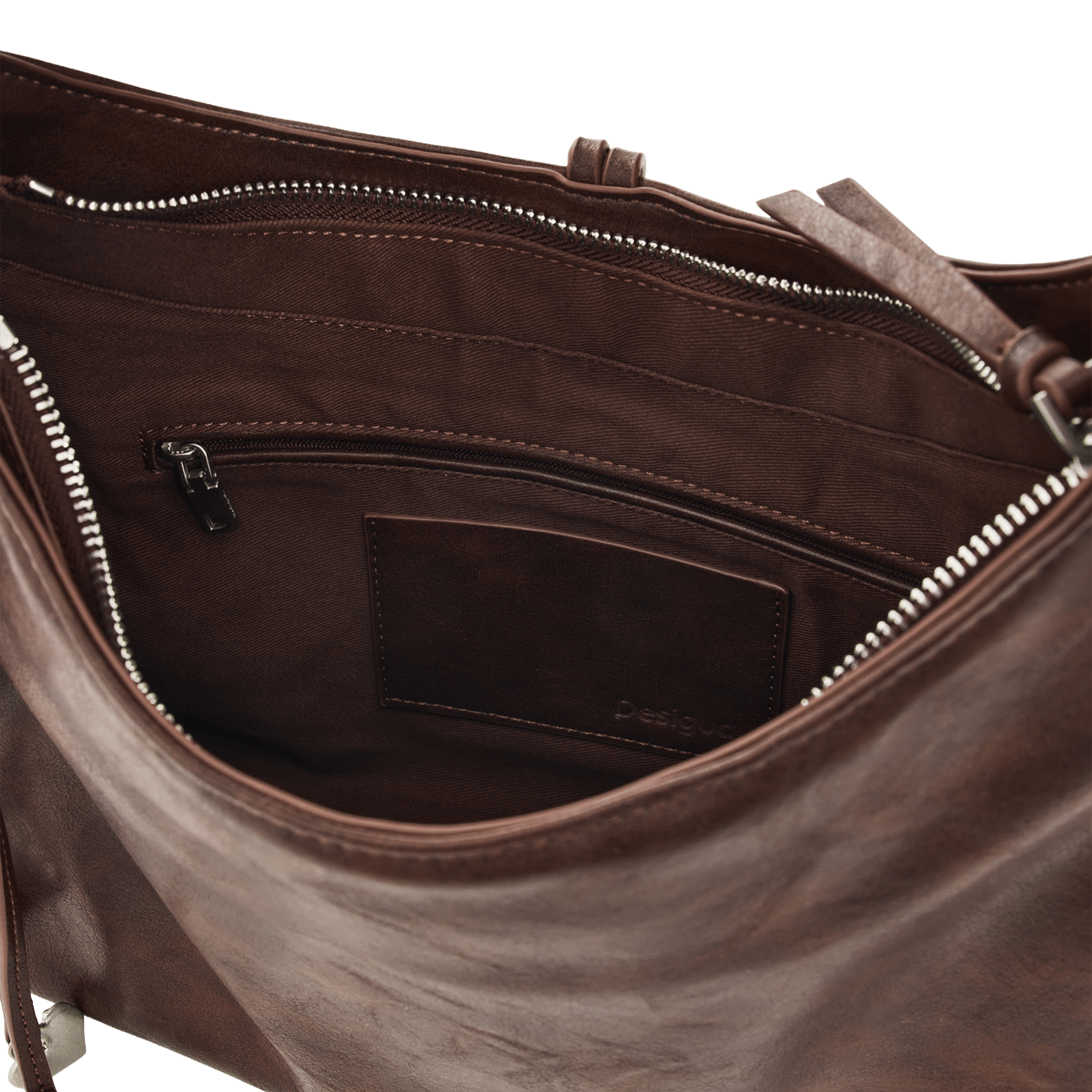 Mittelgroße Tasche mit Reißverschluss in Lederoptik DESIGUAL Braun