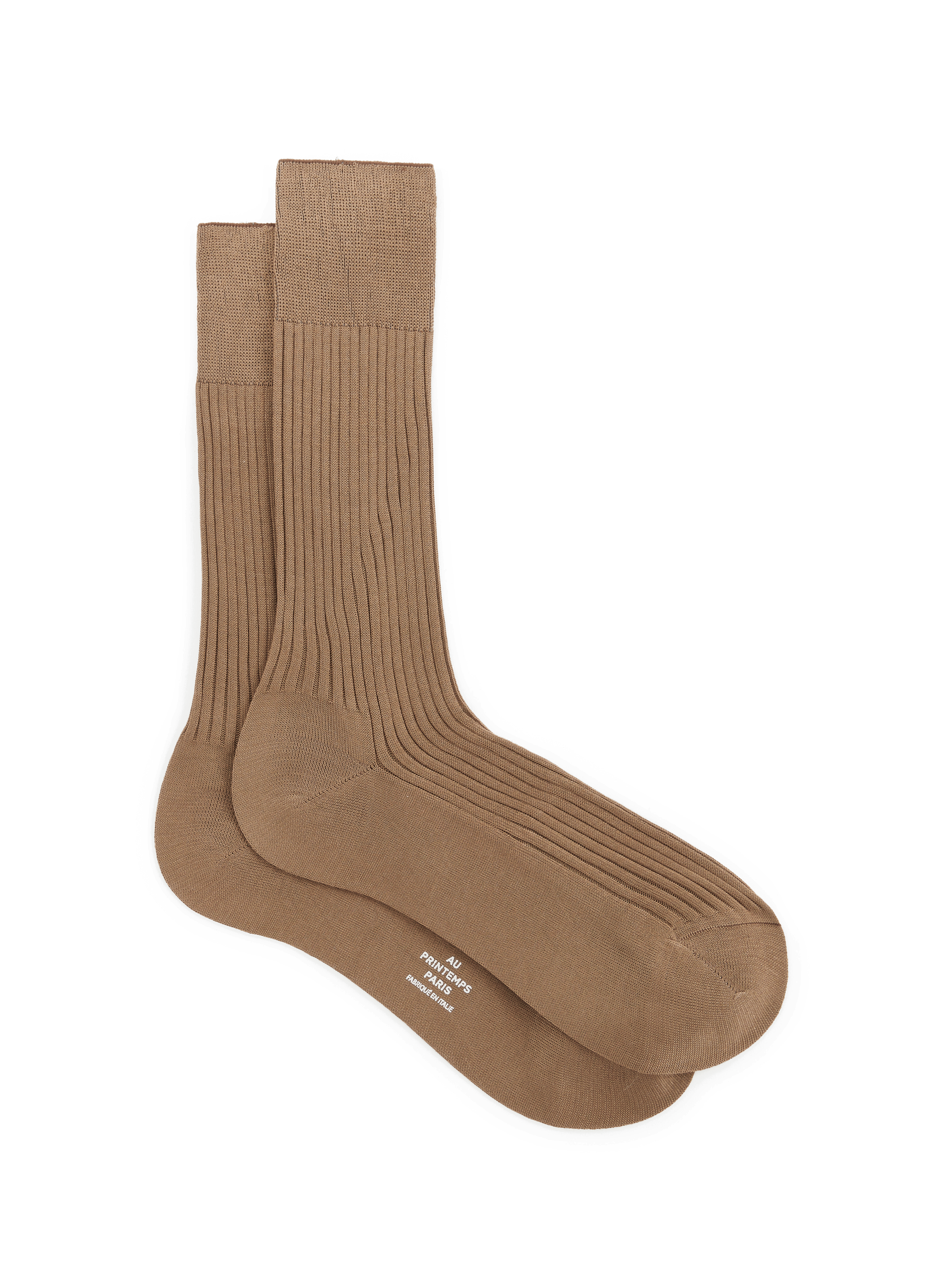 Roma-Ch cotton socks in plain ecru AU PRINTEMPS PARIS Brown