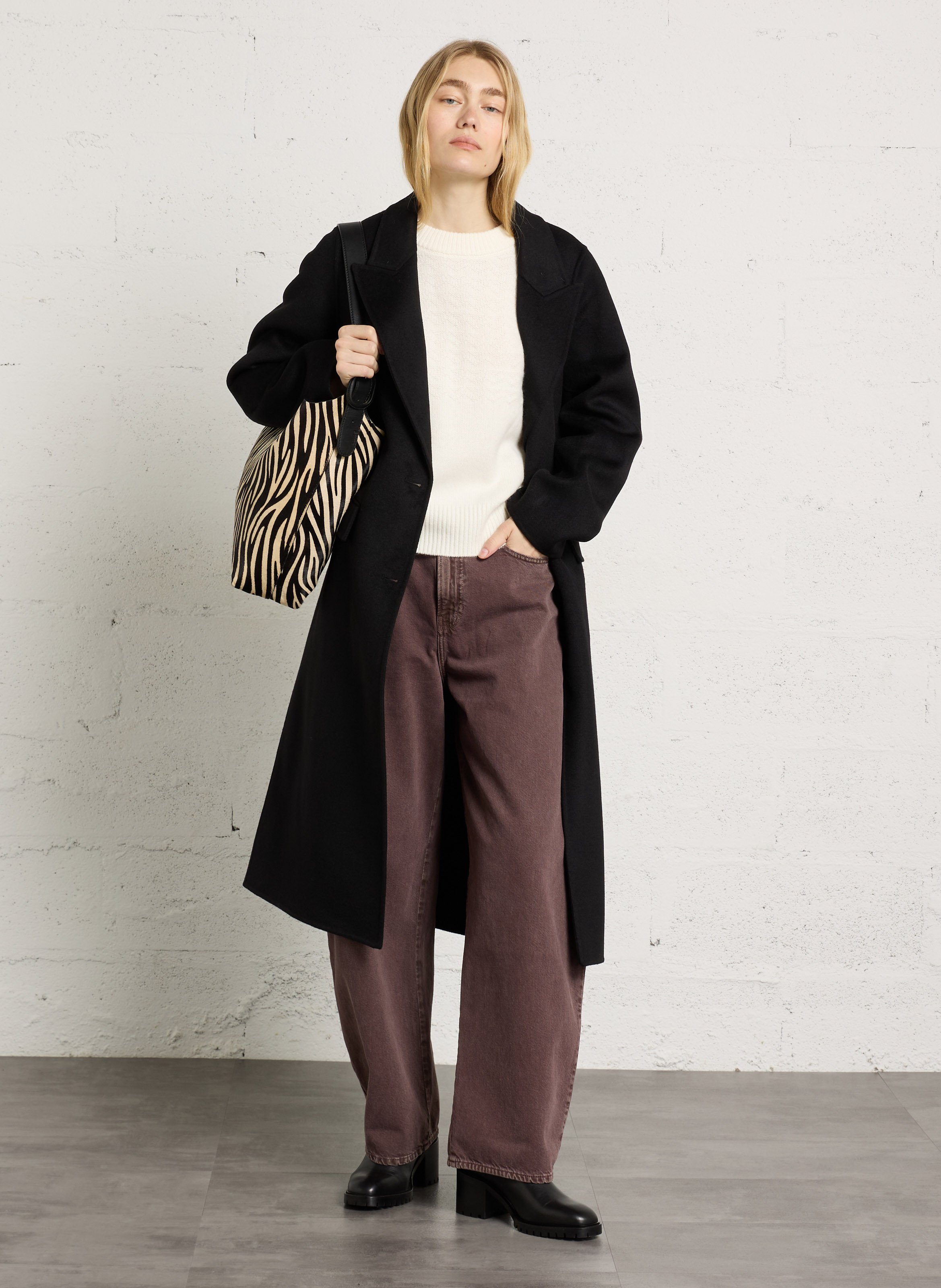 Shopper aus Leder mit Animal-Print IKKS Schwarz