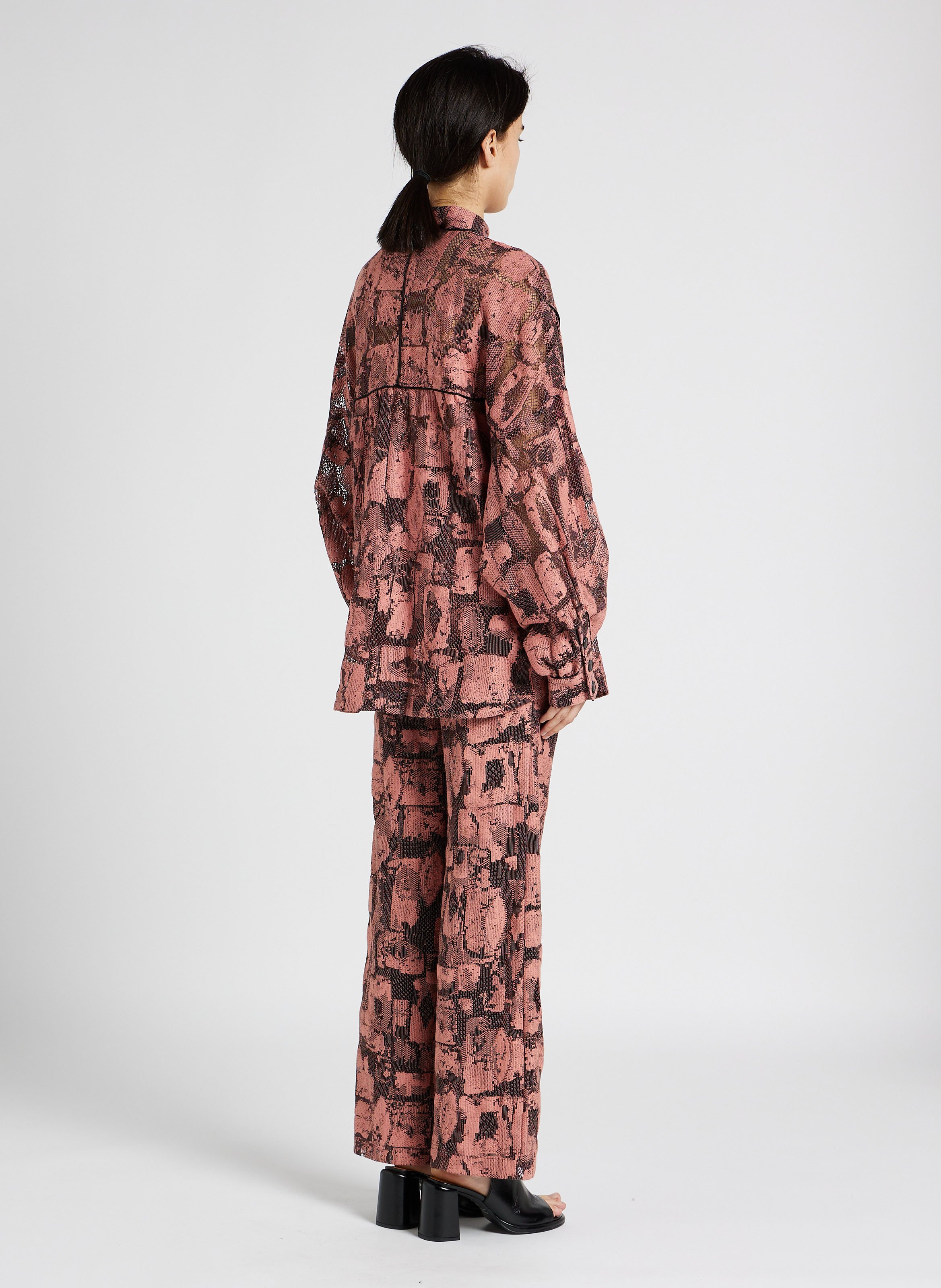 High-waisted straight-leg jacquard pants HEIMSTONE Pink