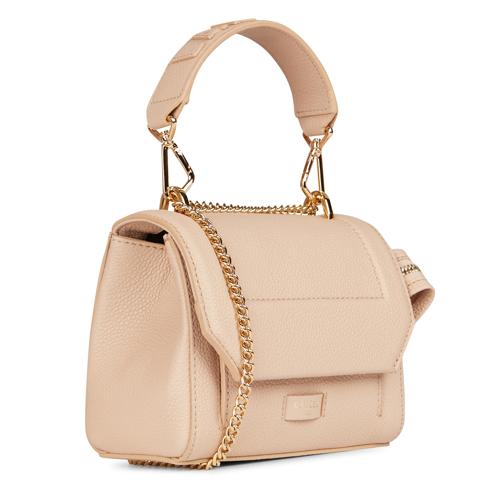 Kleine, nerfleren tas met klep Beige