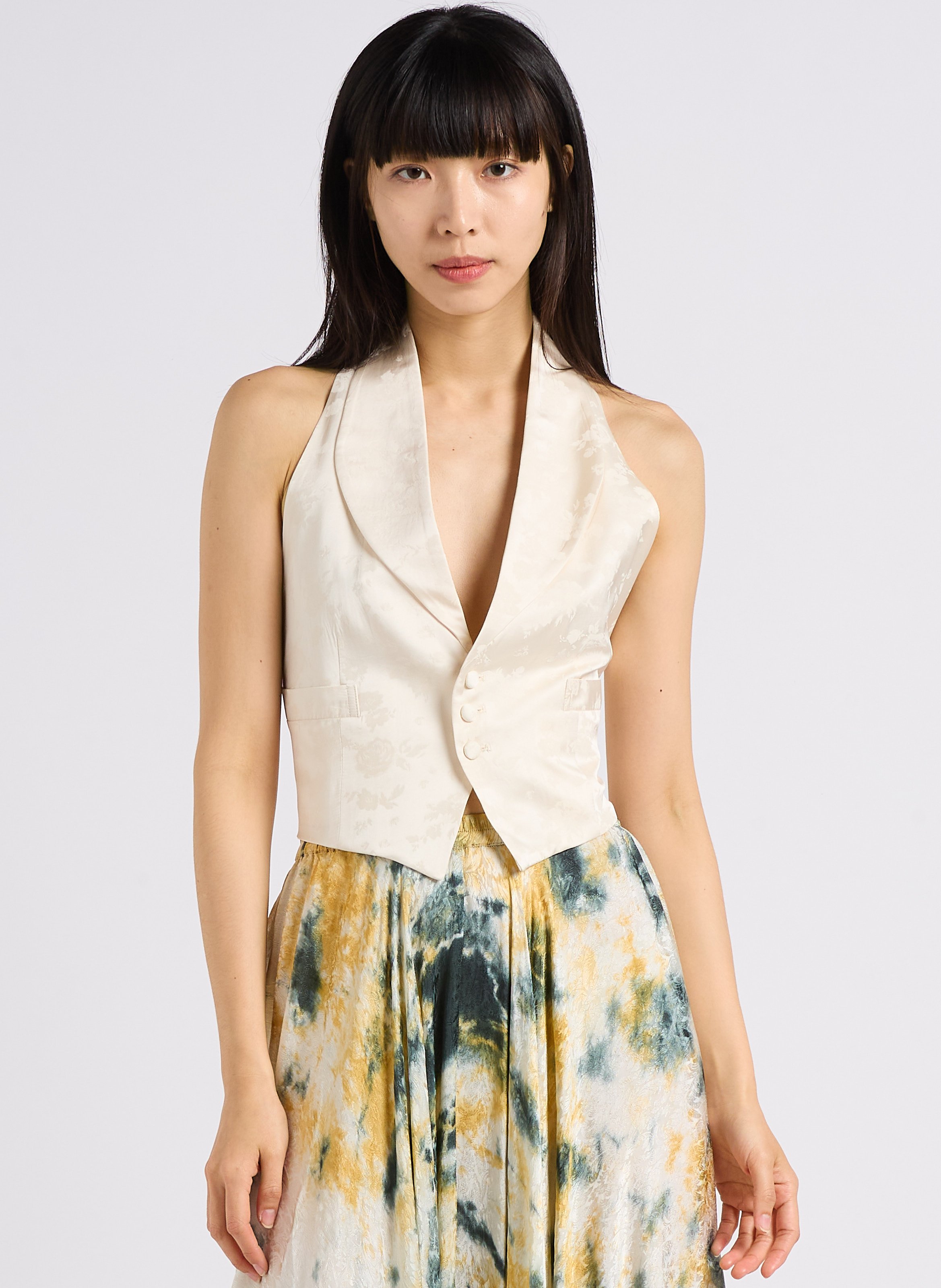  Gilet de costume dos nu satiné MES DEMOISELLES Blanc