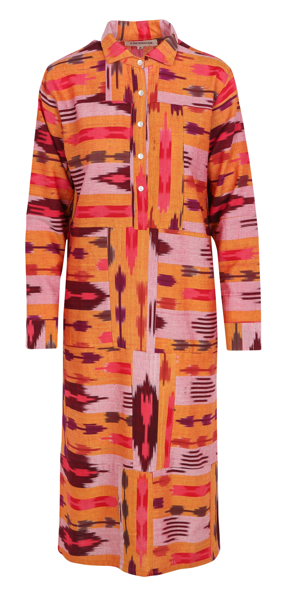 Midi shirt dress printed in cotton V DE VINSTER Yellow