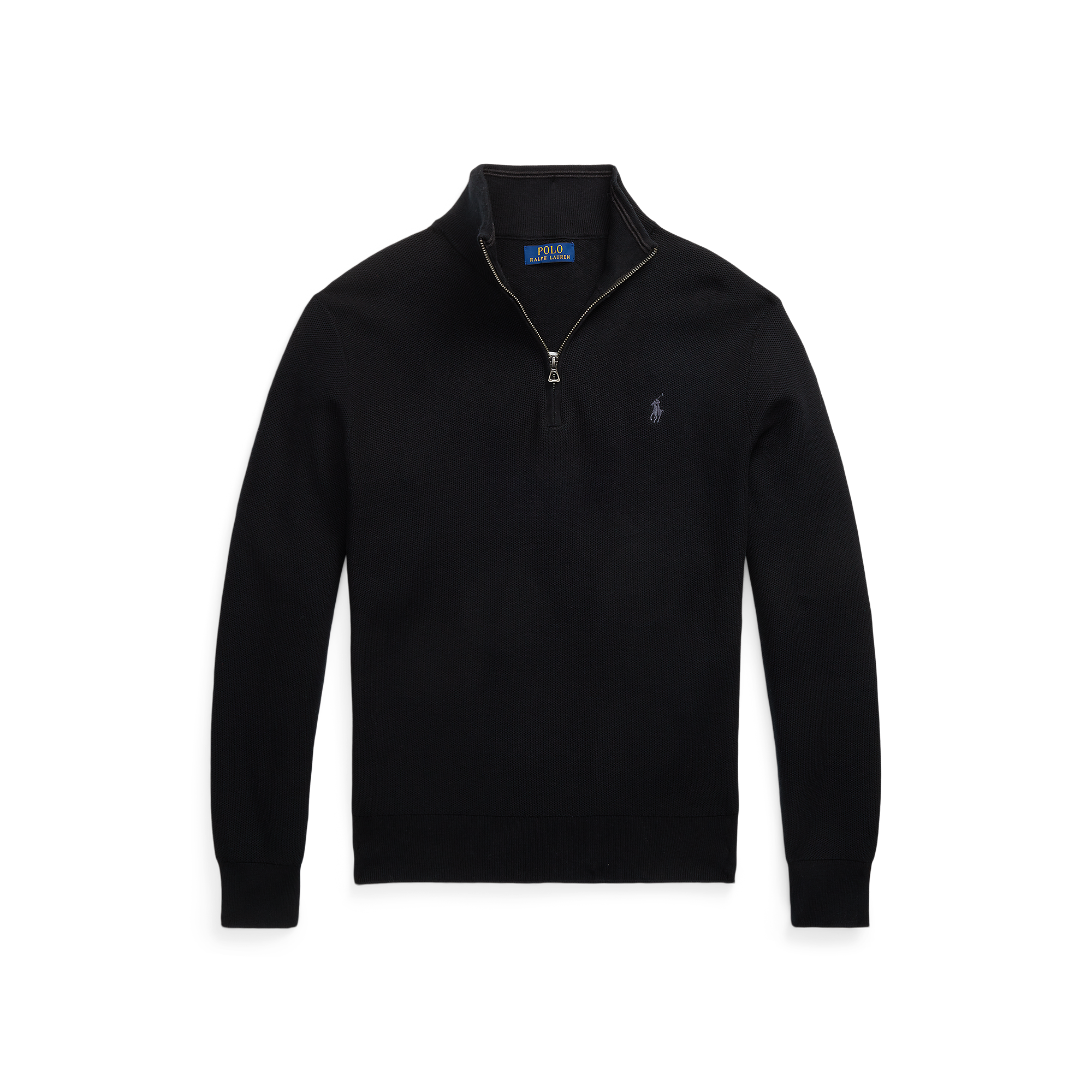 Cotton piqué high-neck zipped sweater  Polo black-tonal pp