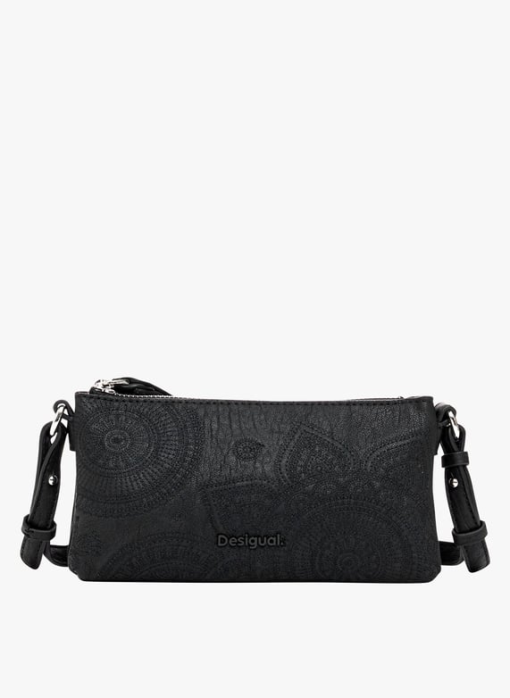 Embroidered faux leather crossbody bag Black Desigual Women