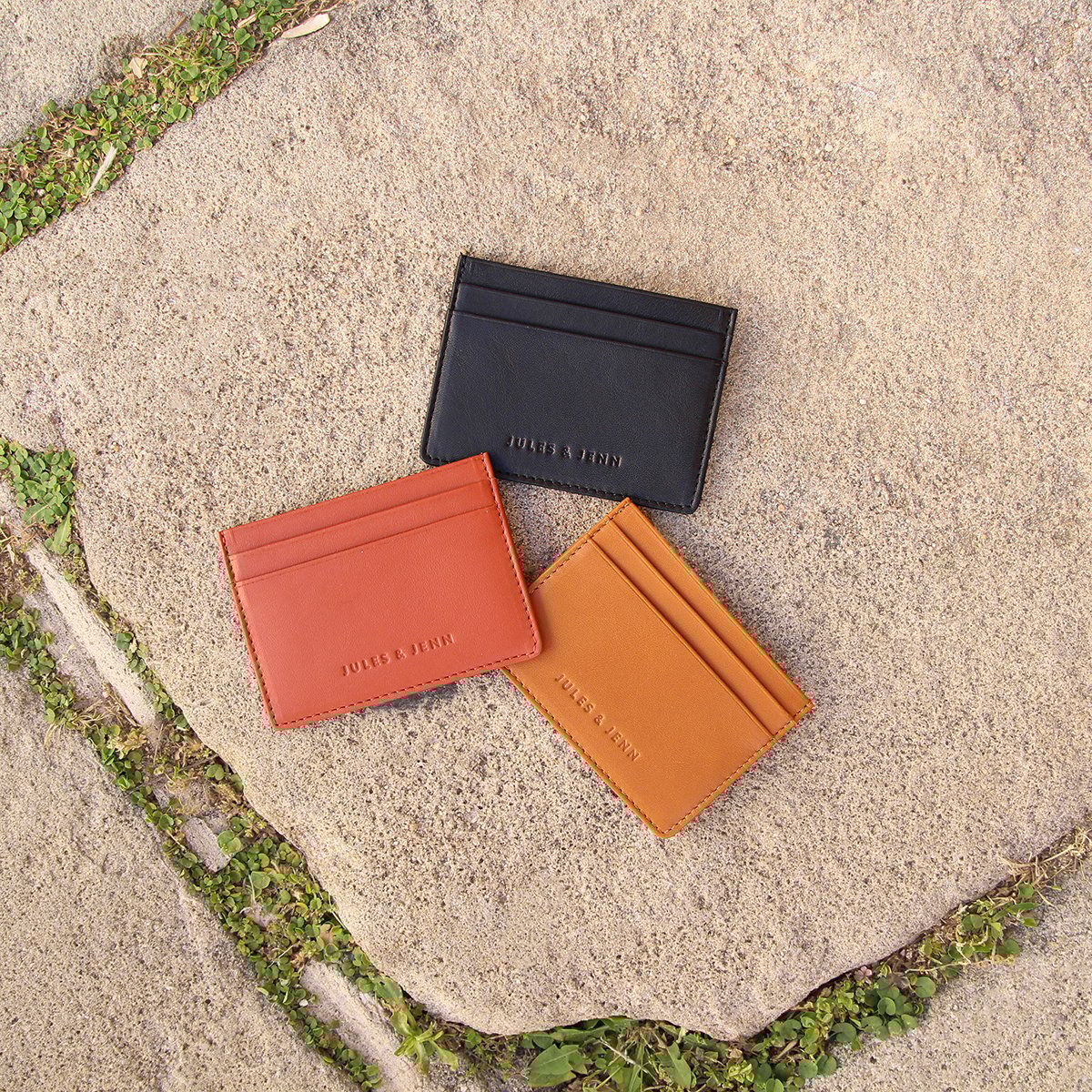 Leather card-holder JULES & JENN Orange