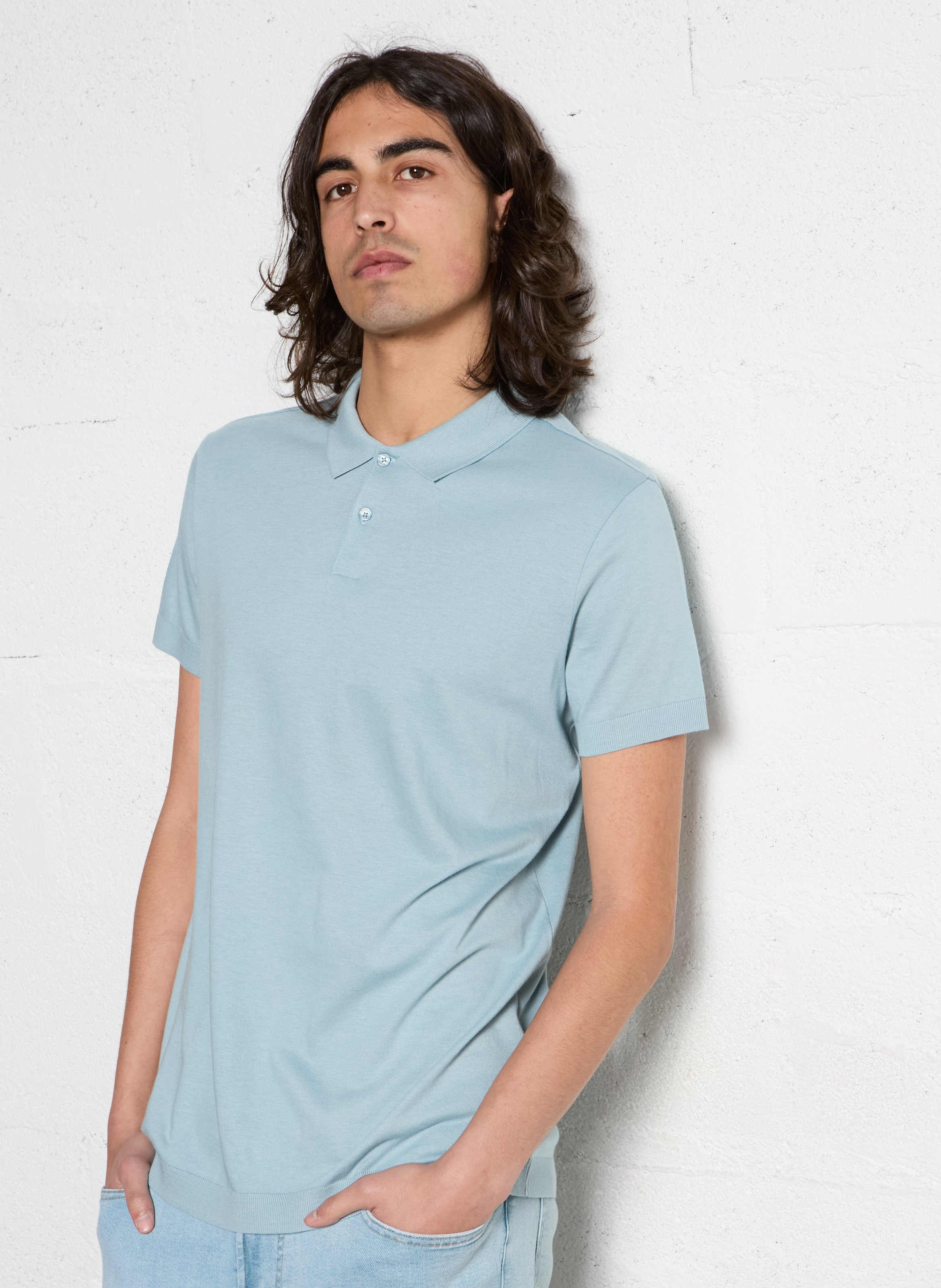 Polo regular-fit en coton mélangé IKKS Bleu