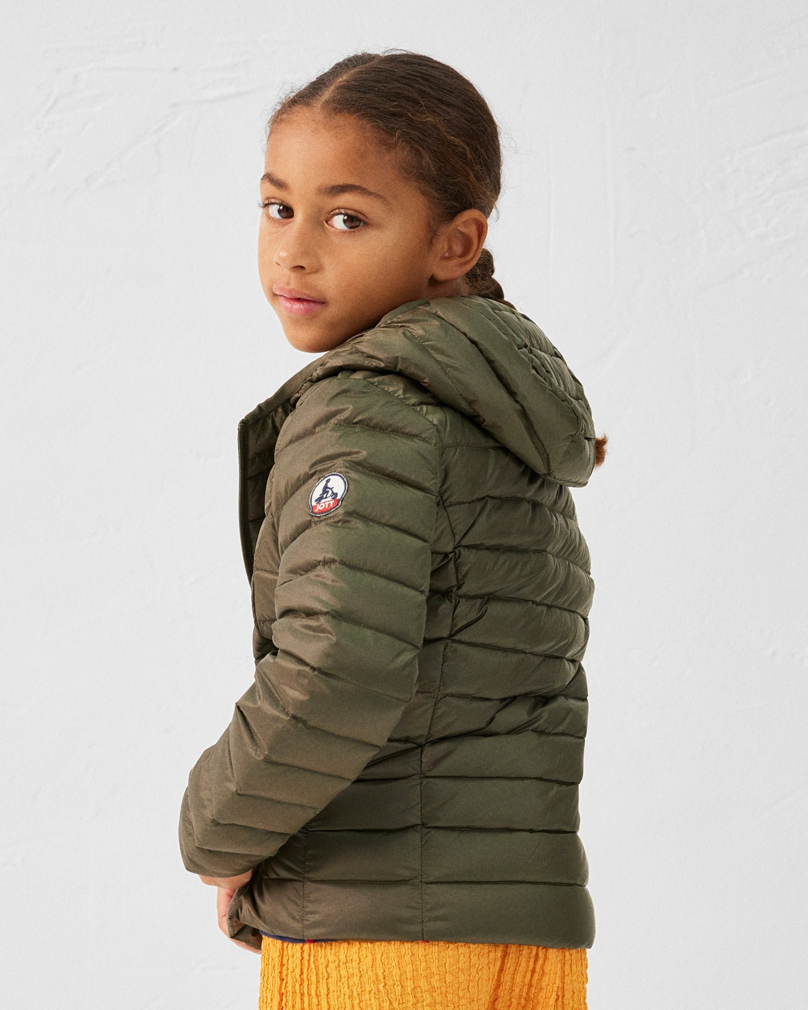 Carla lightweight hooded children's down jacket JOTT Green