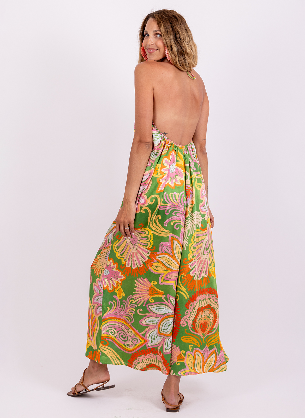 Combinaison large sans manches imprimée SUNDRESS Vert