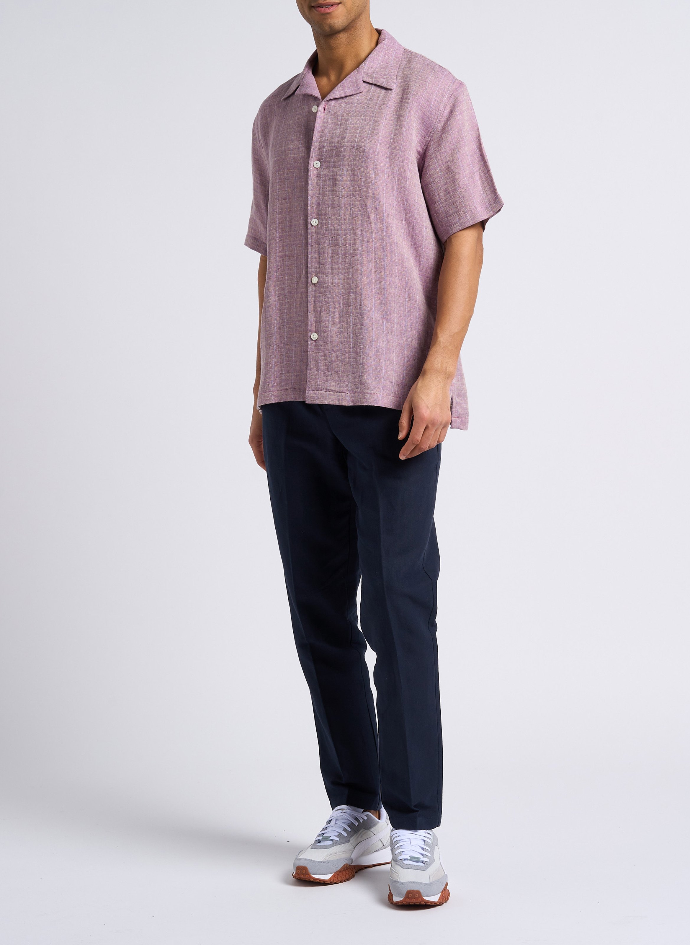 Pantalon slim en coton bio et lin SAMSOE SAMSOE Bleu