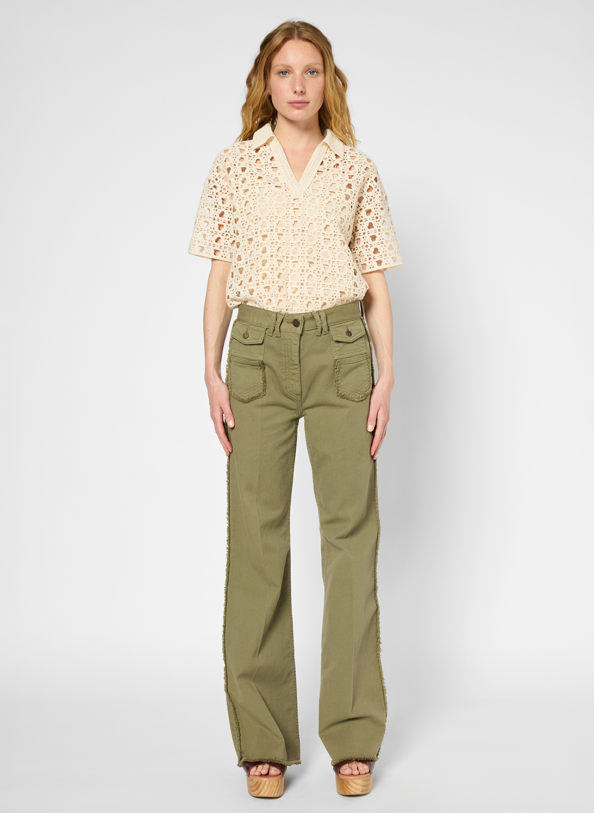 Jean flare en coton mélangé GERARD DAREL Kaki