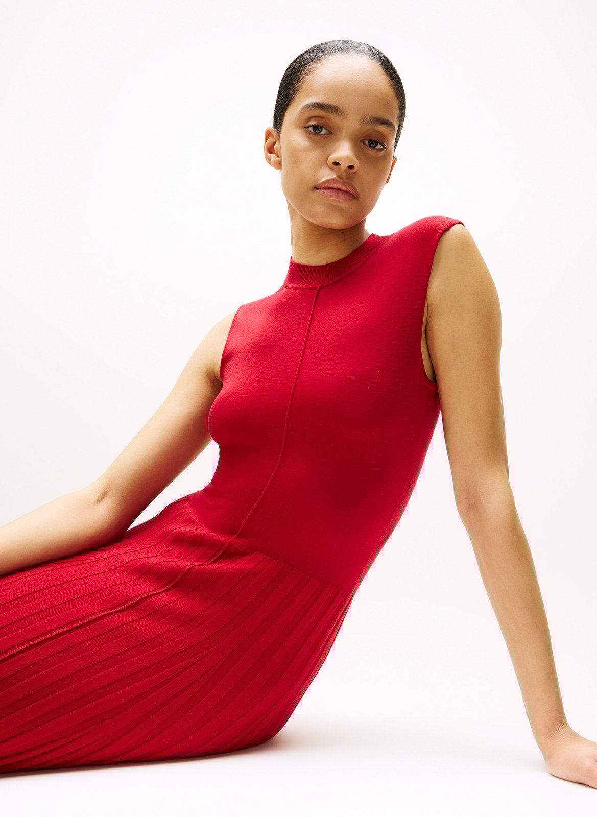 Robe midi col rond TOMMY HILFIGER Rouge