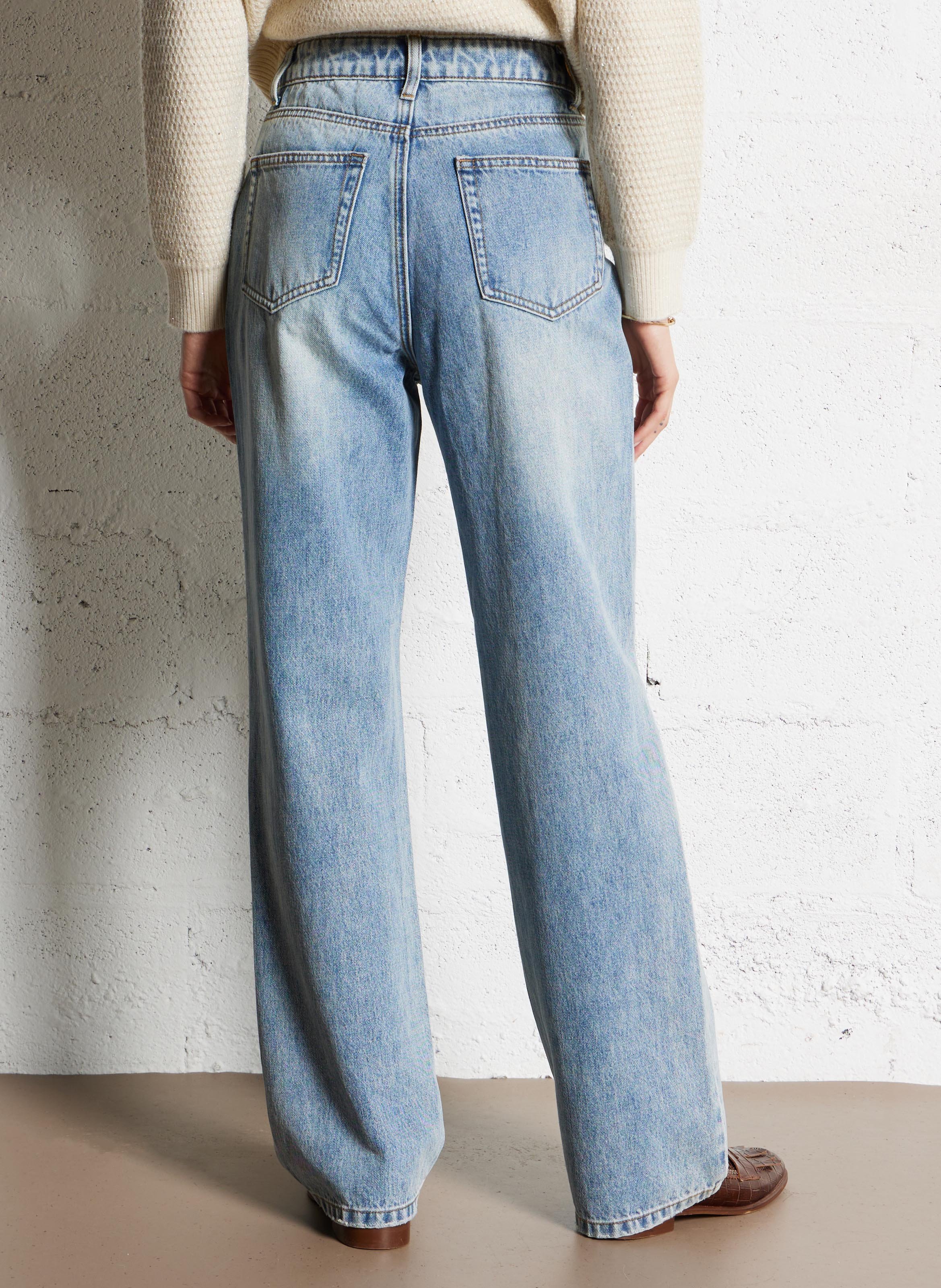 Jean droit en coton SUNCOO Bleu